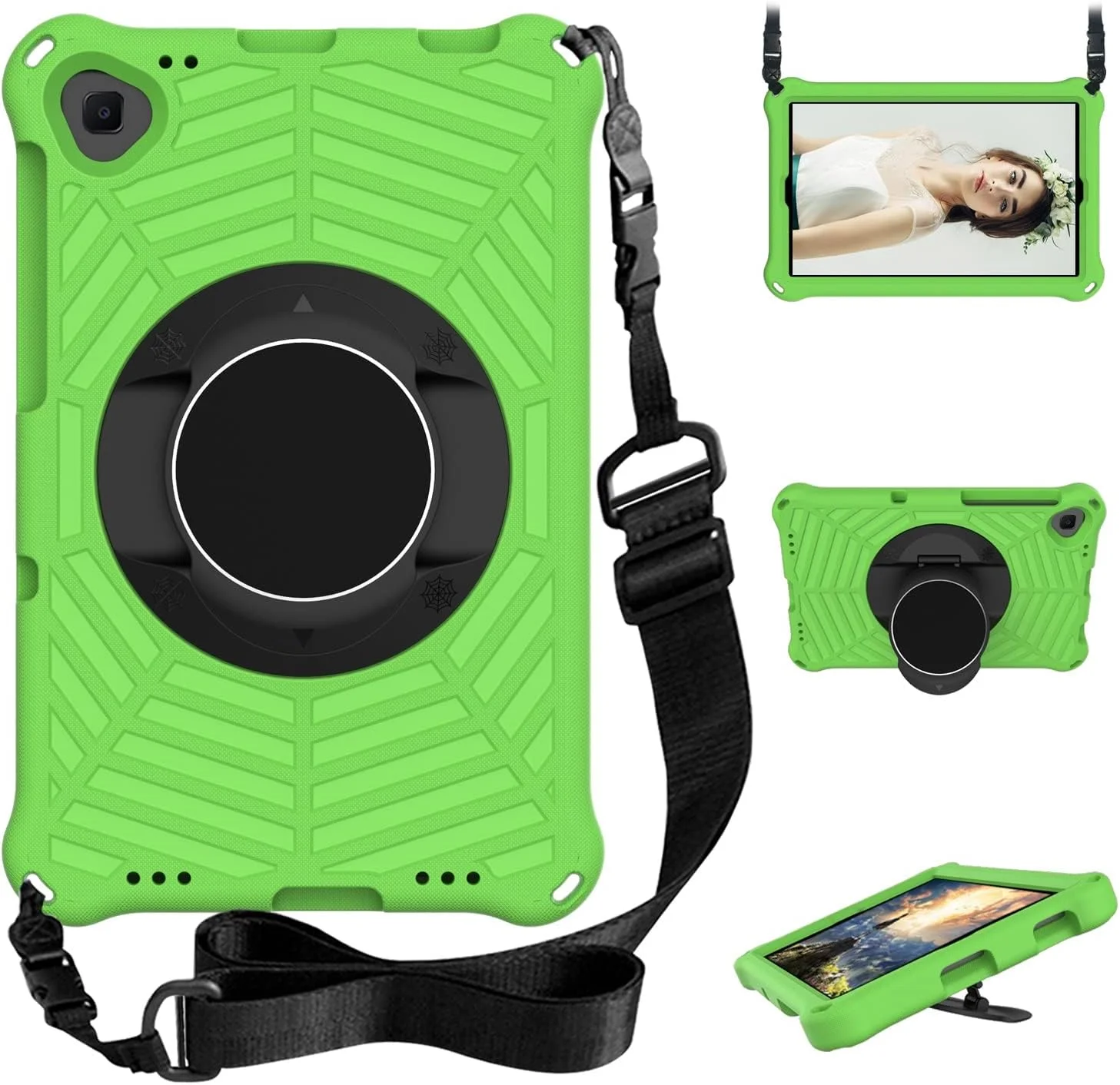 محافظ تبلت سازگار با تبلت شیائومی Mi Pad 4 Plus (10.1")، قاب محافظ ضد ضربه سازگار با کودکان با پایه چرخان سبک و بادوام، بند شانه ای Tabletacce