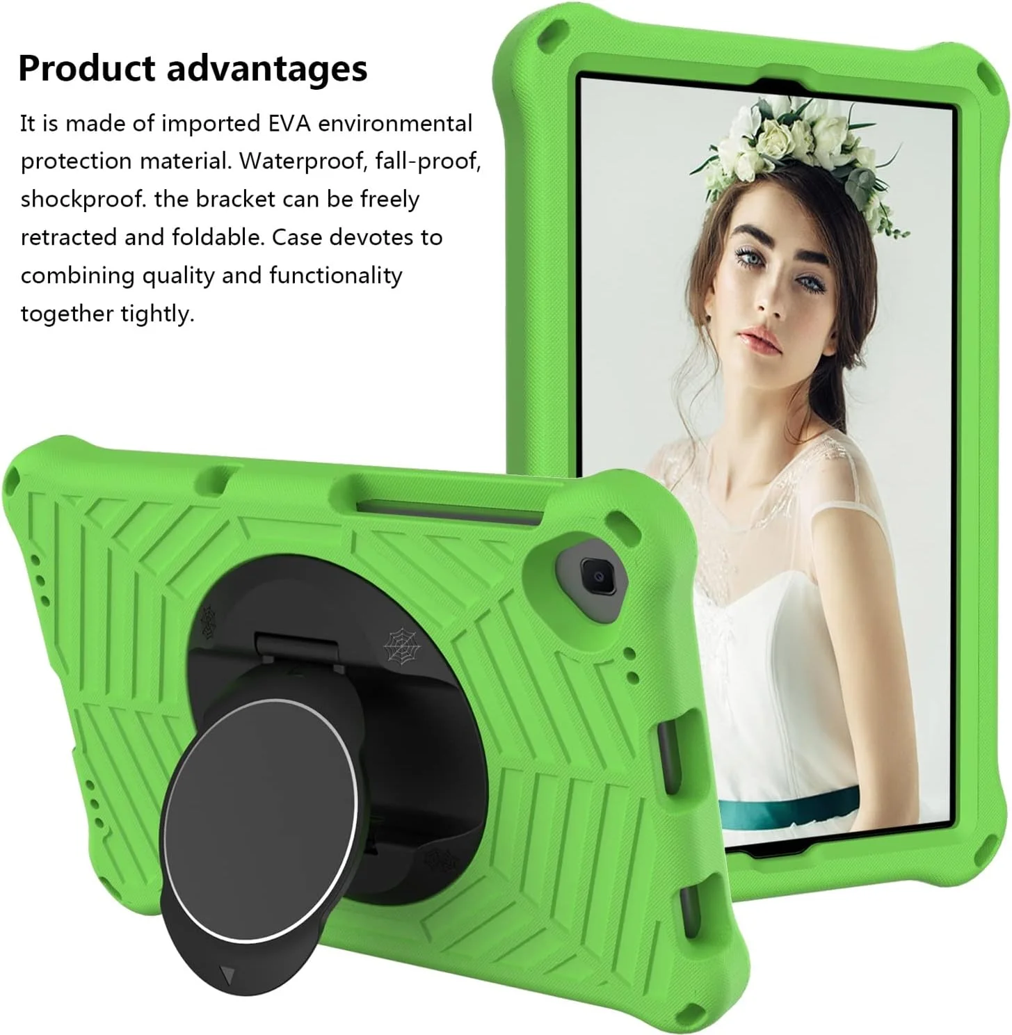 محافظ تبلت سازگار با تبلت شیائومی Mi Pad 4 Plus (10.1")، قاب محافظ ضد ضربه سازگار با کودکان با پایه چرخان سبک و بادوام، بند شانه ای Tabletacce