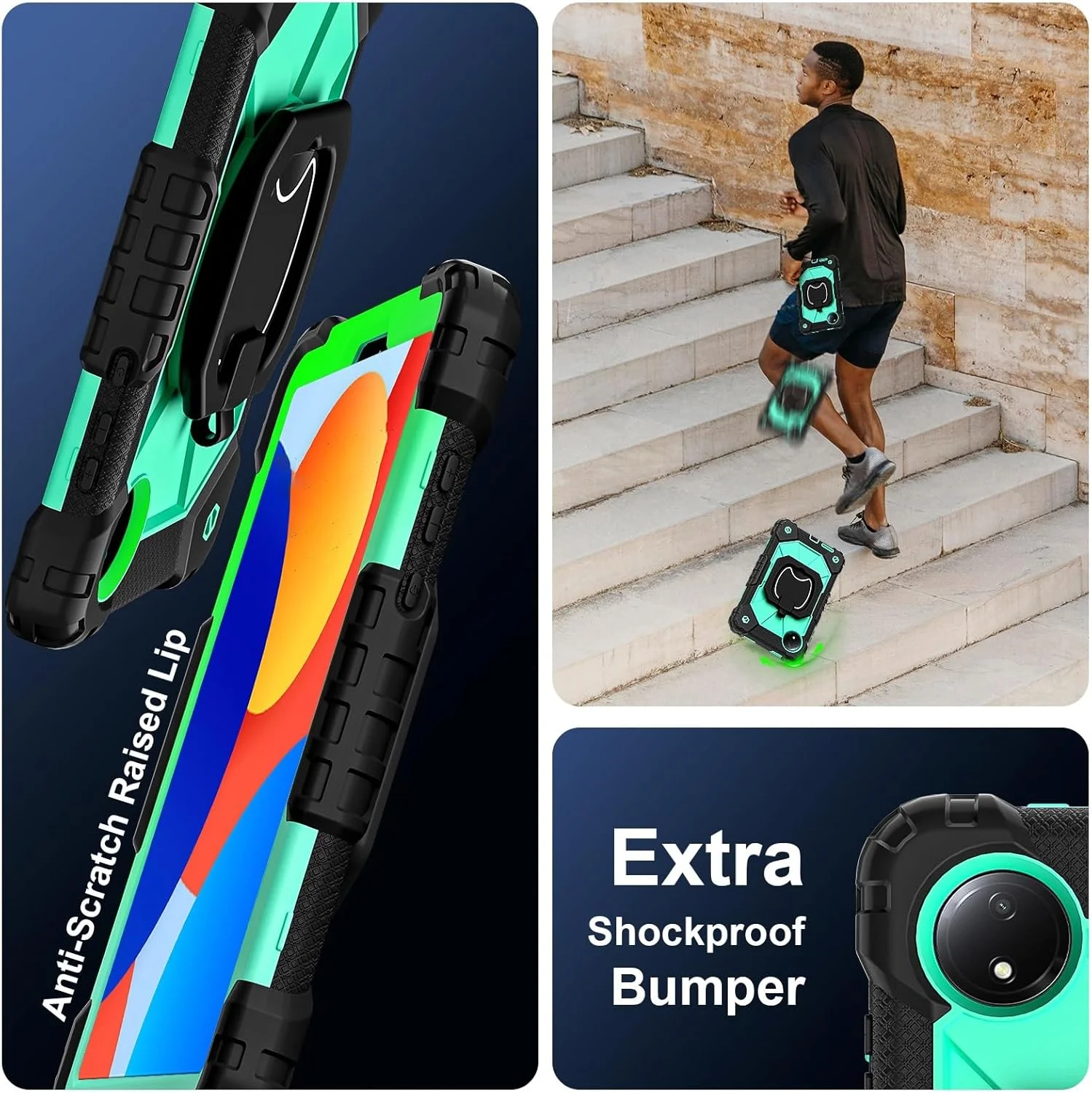 کاور تبلت سازگار با شیائومی Redmi Pad SE 8.7 اینچ 2024، کاور محافظتی مقاوم در برابر ضربه و مناسب کودکان 8.7 اینچی با پایه نگهدارنده سازگار با شیائومی Redmi Pad SE به همراه بند شانه