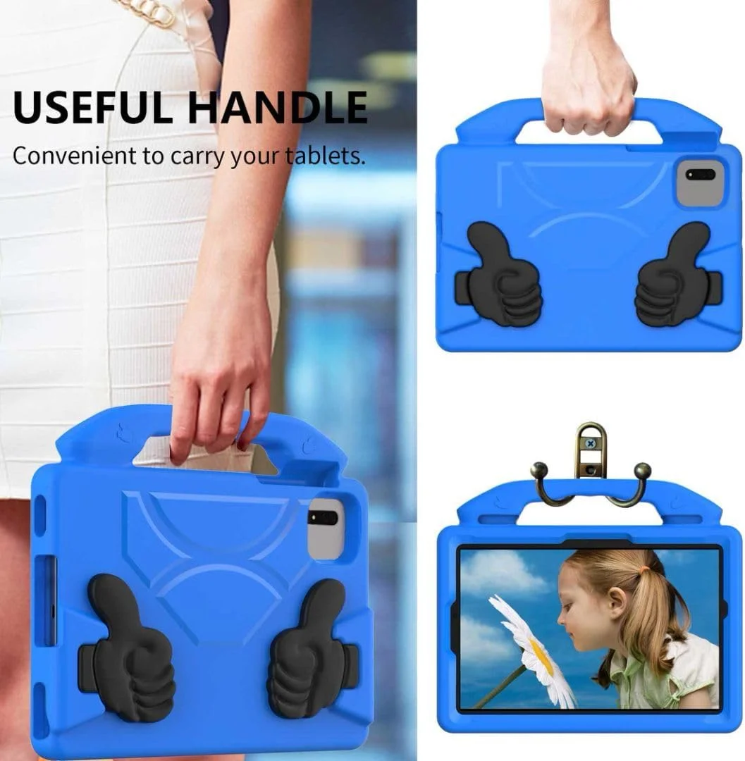 کیف محافظ کودکانه Chstls مناسب برای تبلت شیائومی پد 6 / شیائومی پد 6 پرو 11.0 اینچی مدل 2023، جنس EVA سبک وزن، مقاوم در برابر ضربه، دارای دسته، کاور فانتزی با استند تاشو و جای مدادی - آبی
