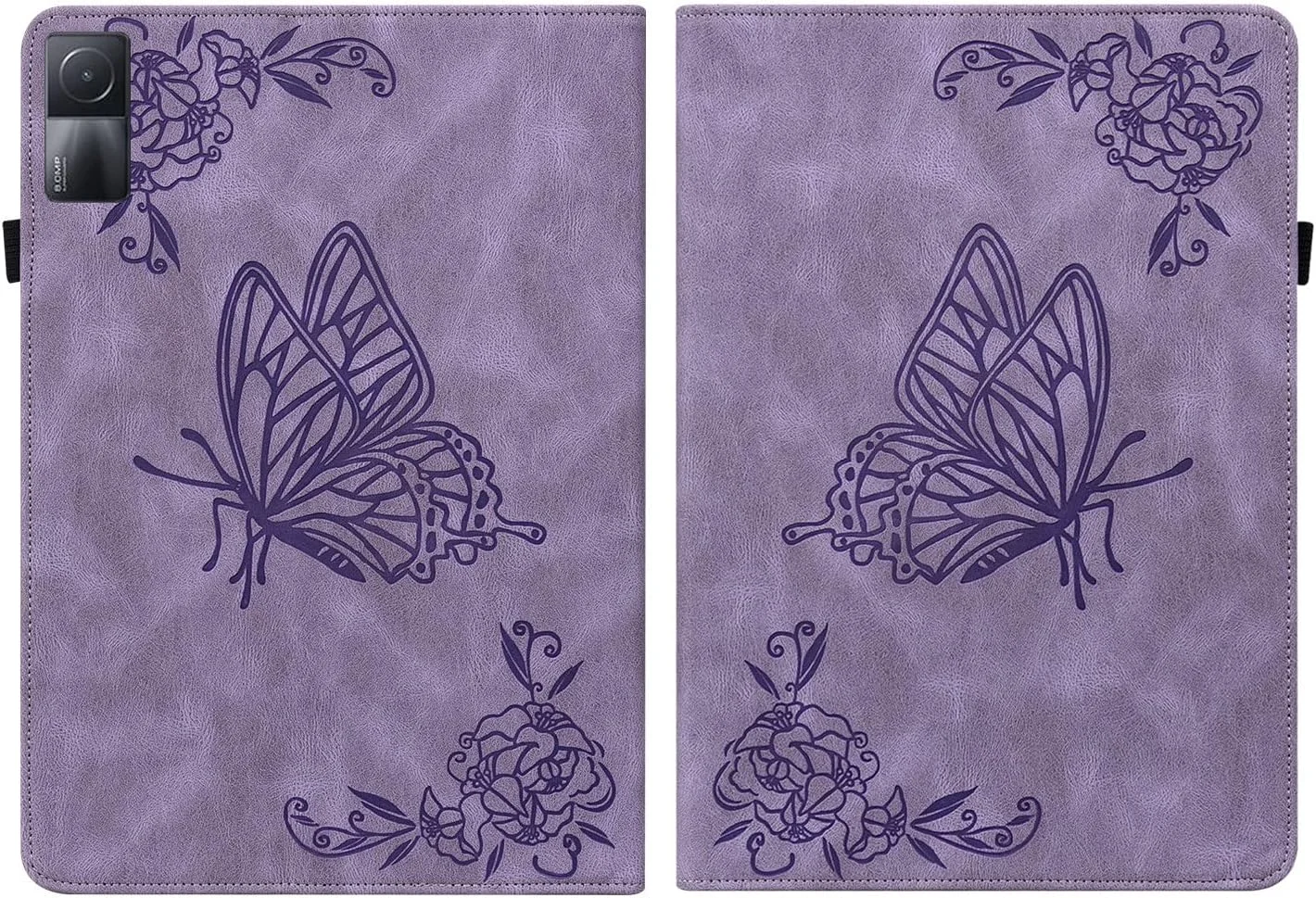 کیف تبلت SLLMYYX برای ردمی پد 10.61 اینچ، طرح پروانه و گل های مورب، باریک، تاشو و استند، مناسب تبلت شیائومی ردمی پد 10.61 اینچ 2022 (بنفش)