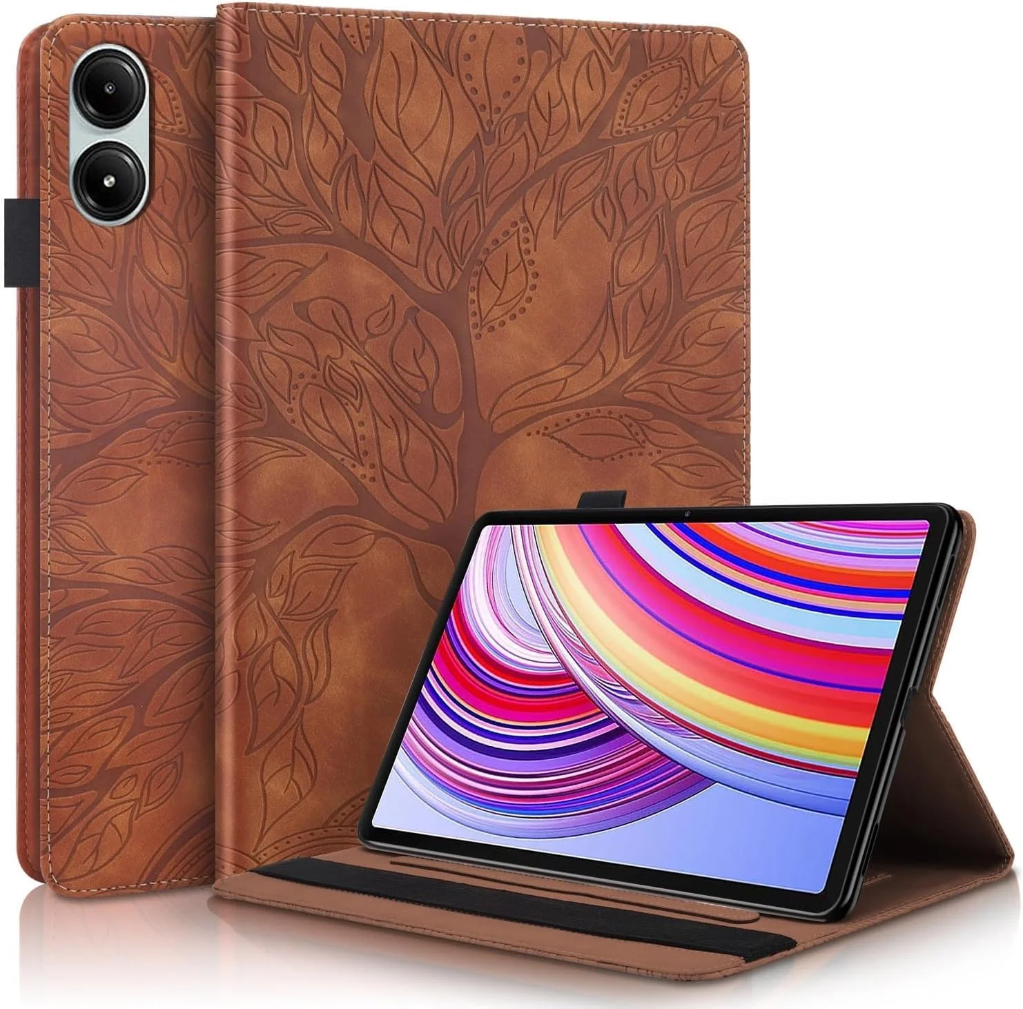 کیف چرمی Gruattreay سازگار با تبلت شیائومی Redmi Pad Pro 12.1 اینچ 2024، کاور محافظ طرح درخت زندگی، کیف پول تاشو با جای کارت (قهوه ای) کیف چرمی Gruattreay سازگار با تبلت شیائومی Redmi Pad Pro 12.1 اینچ 2024، کاور محافظ طرح درخت زندگی، کیف پول تاشو با جای کارت (قهوه ای)