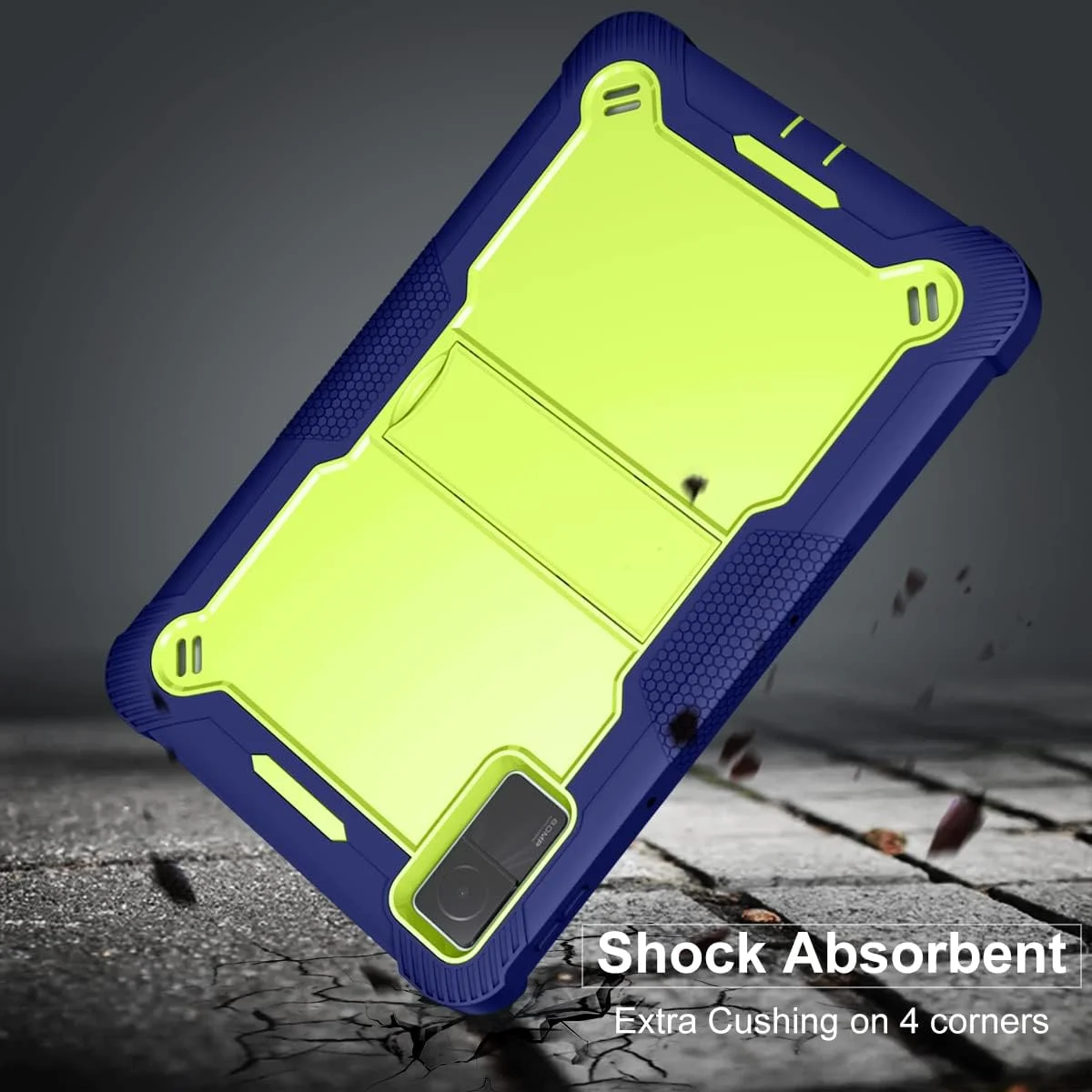 کاور محافظ کودکانه ضد ضربه پایه دار مناسب برای تبلت شیائومی Redmi Pad 10.61 اینچ (آبی تیره + سبز)