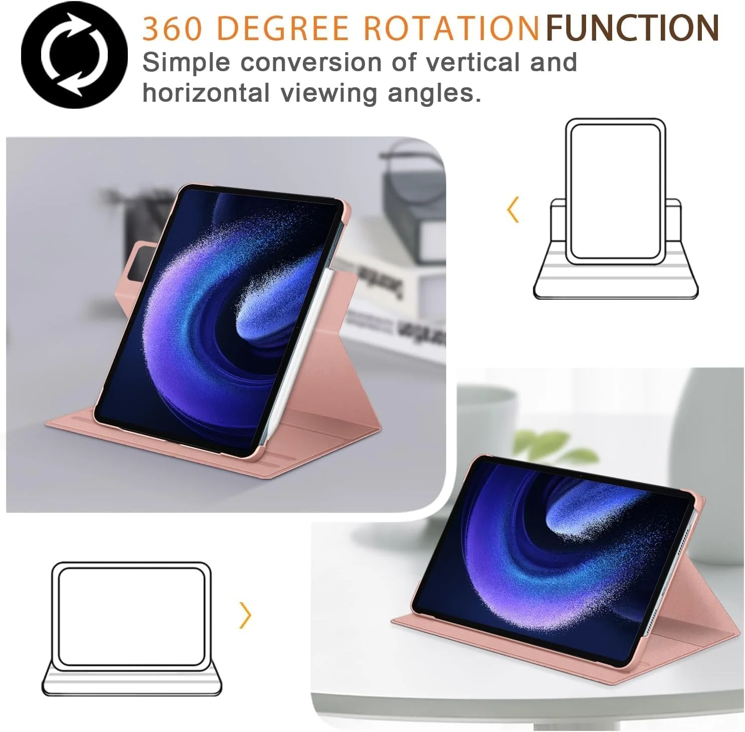 کاور چرخشی 360 درجه Gruattreay برای تبلت شیائومی پد 6 11 اینچی، کاور فولیو استند با نگهدارنده قلم، کاور محافظ چند زاویه با قابلیت خواب/بیدار شدن خودکار برای Mi Pad 6 (صورتی) کاور چرخشی 360 درجه Gruattreay برای تبلت شیائومی پد 6 11 اینچی، کاور فولیو استند با نگهدارنده قلم، کاور محافظ چند زاویه با قابلیت خواب/بیدار شدن خودکار برای Mi Pad 6 (صورتی)