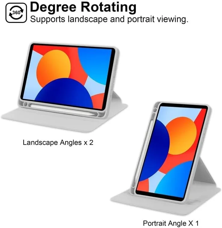 کیف Gruattreay سازگار با شیائومی Redmi Pad SE 8.7 اینچ 2024، با جای مداد، کیف تبلت چرمی با پایه چرخش 360 درجه، روکش پشتی اکریلیک شفاف با قابلیت خواب/بیدار شدن خودکار (خاکستری) کیف Gruattreay سازگار با شیائومی Redmi Pad SE 8.7 اینچ 2024، با جای مداد، کیف تبلت چرمی با پایه چرخش 360 درجه، روکش پشتی اکریلیک شفاف با قابلیت خواب/بیدار شدن خودکار (خاکستری)