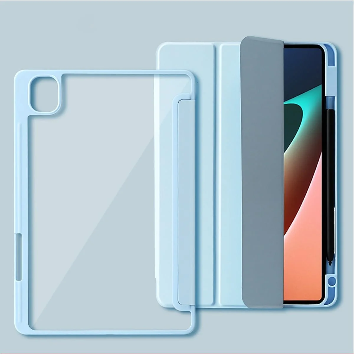 Gruattreay Tri-Fold Smart Tablet Case Compatible with Xiaomi Pad 6 11 Inch 2023 with Pencil Holder, Clear Slim Stand Shockproof TPU Back Cover, Auto Wake/Sleep Shell for Mi Pad 6 (Blue) Gruattreay Tri-Fold Smart Tablet Case Compatible with Xiaomi Pad 6 11 Inch 2023 with Pencil Holder, Clear Slim Stand Shockproof TPU Back Cover, Auto Wake/Sleep Shell for Mi Pad 6 (Blue)