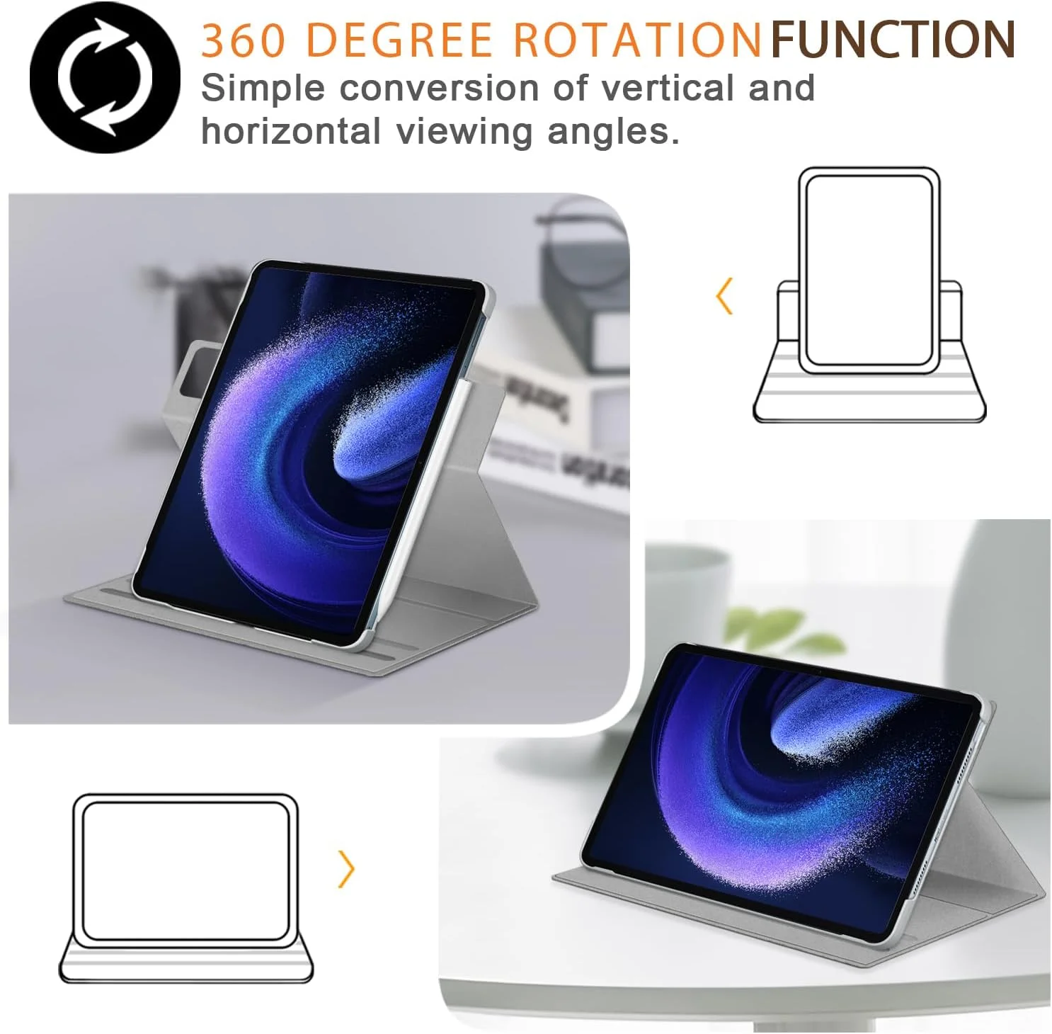 کیف چرخشی 360 درجه Gruattreay برای تبلت شیائومی پد 6/پد 6 پرو 11 اینچی، کاور استند دار با نگهدارنده قلم، زاویه دید چندگانه، کاور محافظ با قابلیت خواب/بیدار شدن خودکار برای می پد 6/6 پرو (خاکستری) کیف چرخشی 360 درجه Gruattreay برای تبلت شیائومی پد 6/پد 6 پرو 11 اینچی، کاور استند دار با نگهدارنده قلم، زاویه دید چندگانه، کاور محافظ با قابلیت خواب/بیدار شدن خودکار برای می پد 6/6 پرو (خاکستری)