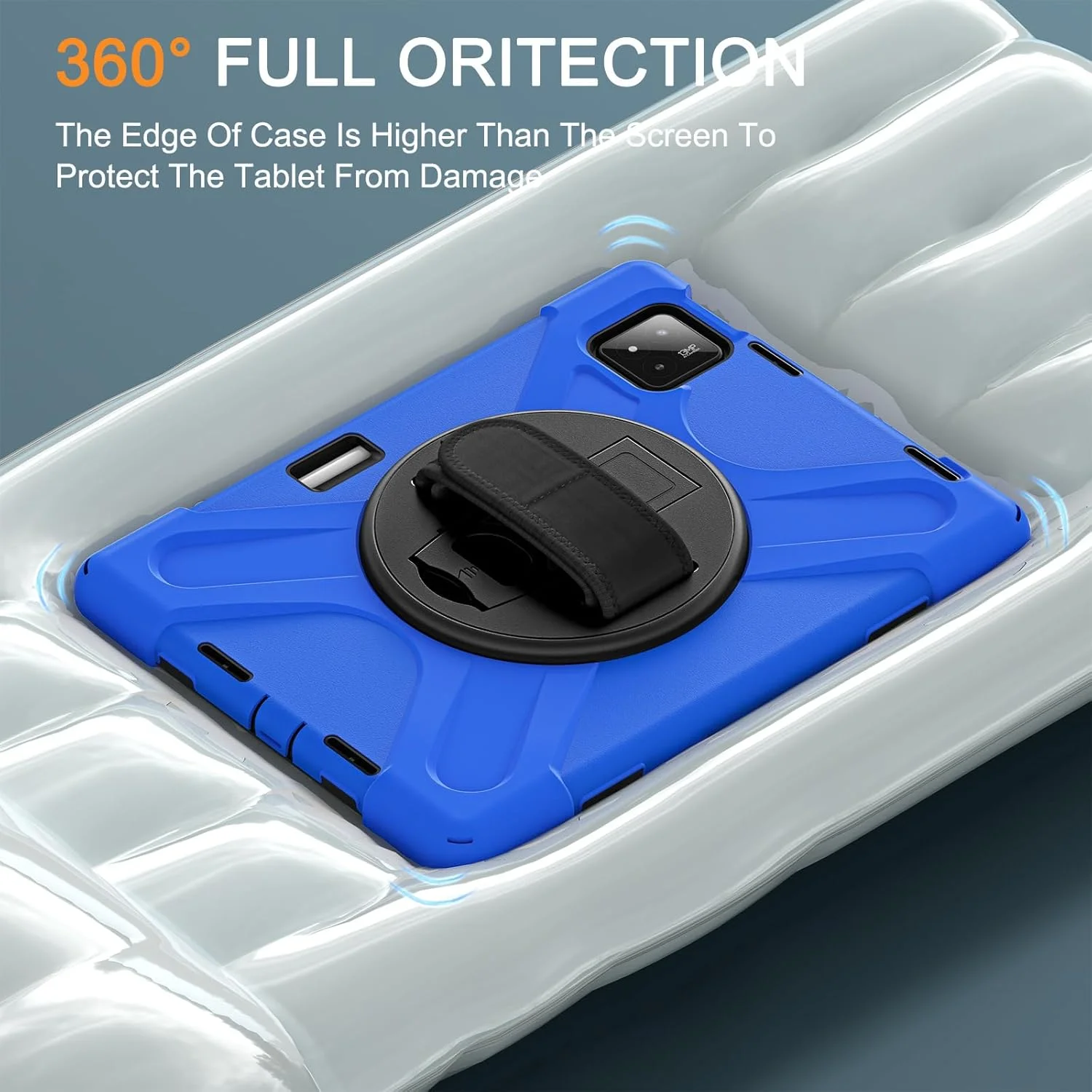 کاور محافظ تبلت گرواتری سازگار با شیائومی پد 7 پرو/پد 7، کاور محافظ چند منظوره تبلت با بند چرخشی 360 درجه و استند و جای قلم و بند شانه (صورتی)