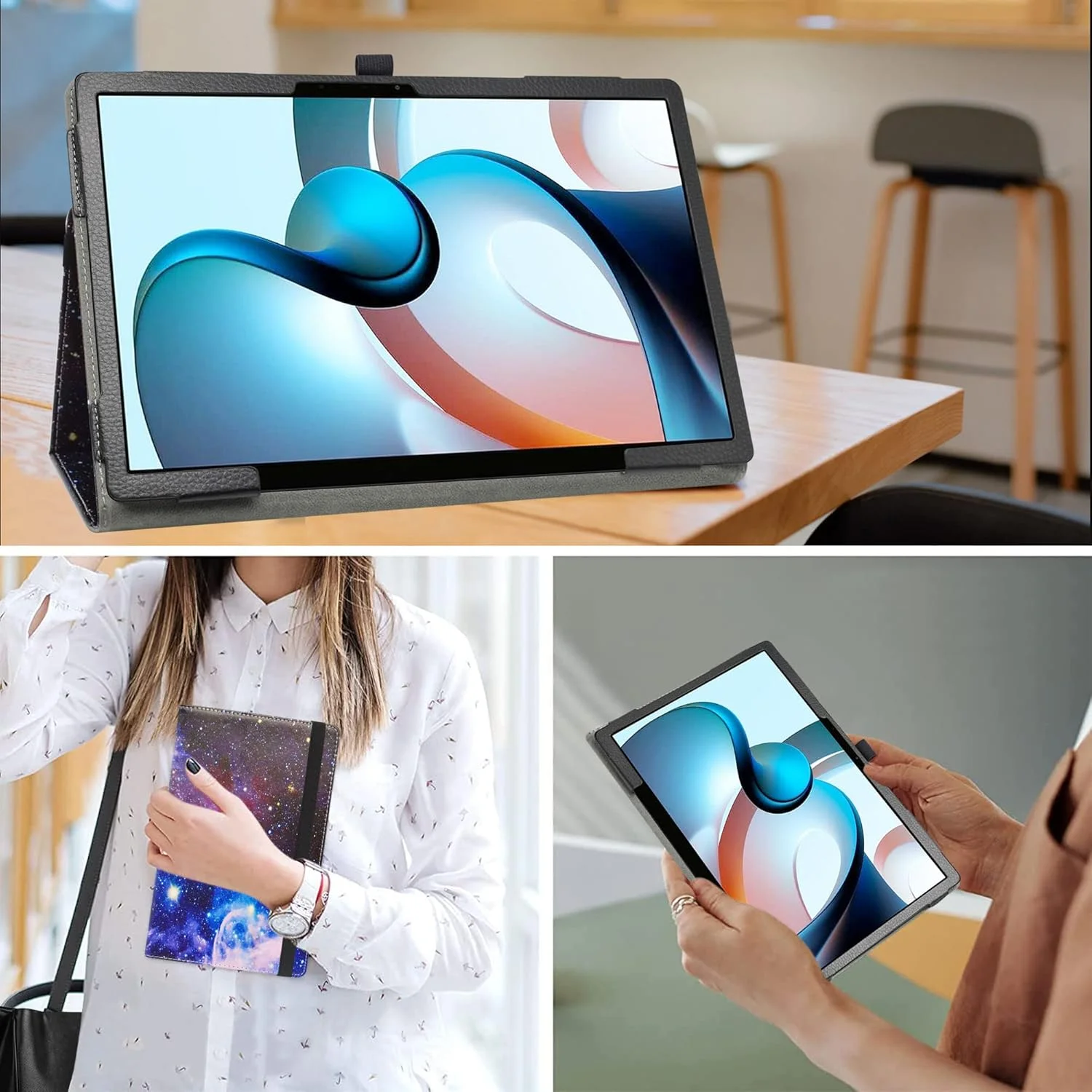 کیف چرمی استنددار MAMA MOUTH سازگار با Xiaomi Book S، کیف باریک PU برای تبلت 12.4 اینچی Xiaomi Book S Windows، Galaxy