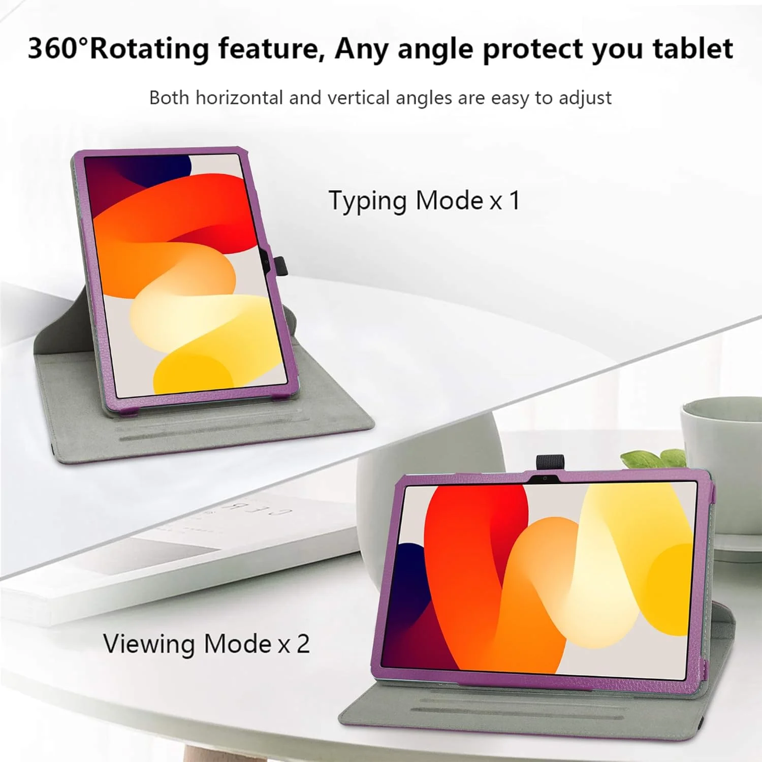 کیف تبلت JRTAL برای تبلت 11 اینچی Xiaomi Redmi Pad SE - کیف چرمی PU بنفش با قابلیت چرخش 360 درجه، ایده آل برای تماشا، تایپ، بازی و موارد دیگر کیف تبلت JRTAL برای تبلت 11 اینچی Xiaomi Redmi Pad SE - کیف چرمی PU بنفش با قابلیت چرخش 360 درجه، ایده آل برای تماشا، تایپ، بازی و موارد دیگر