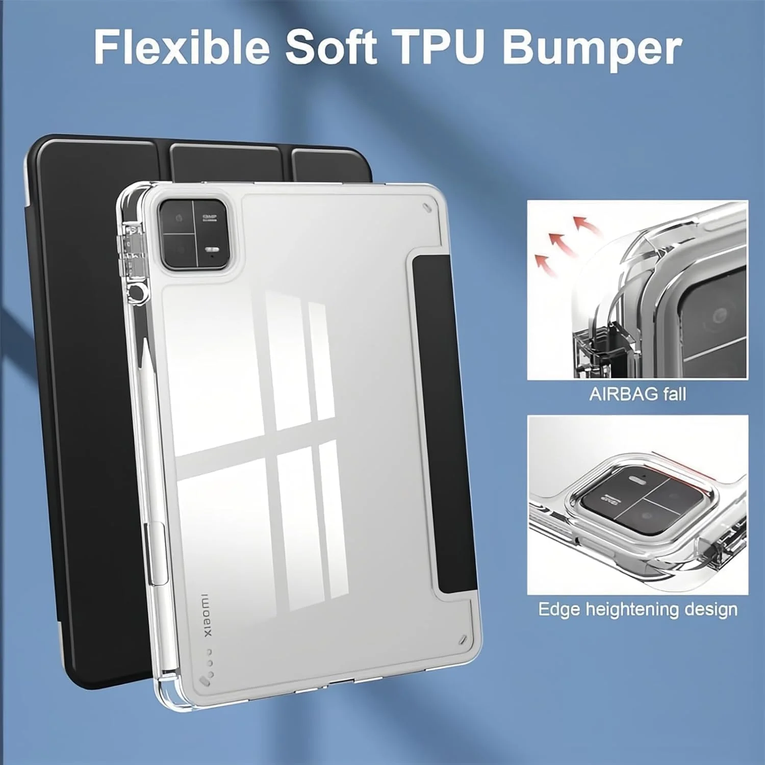 Gruattreay Compatible with Xiaomi Redmi K Pad Tablet 8.8 inch 2025 Case, TPU Slim Cover with Pencil Holder, Auto Wake/Sleep Smart Transparent Hard Back Stand Case (Light Green)