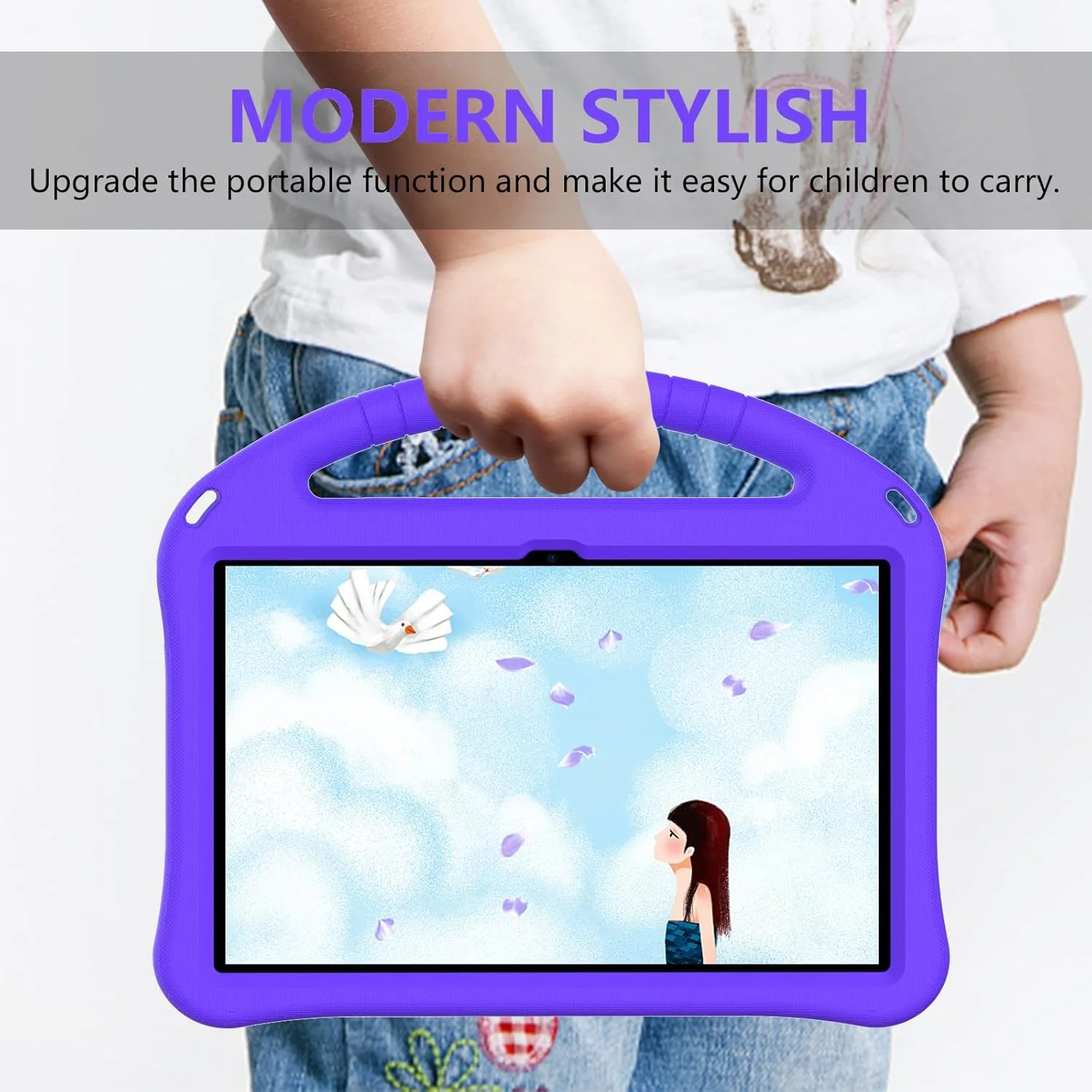 کیف تبلت کودکانه مناسب برای شیائومی Redmi Pad 10.61 اینچ (نسخه 2022)، کیف محافظ سبک وزن و مقاوم EVA با دسته و پایه + بند شانه (بنفش) کیف تبلت کودکانه مناسب برای شیائومی Redmi Pad 10.61 اینچ (نسخه 2022)، کیف محافظ سبک وزن و مقاوم EVA با دسته و پایه + بند شانه (بنفش)