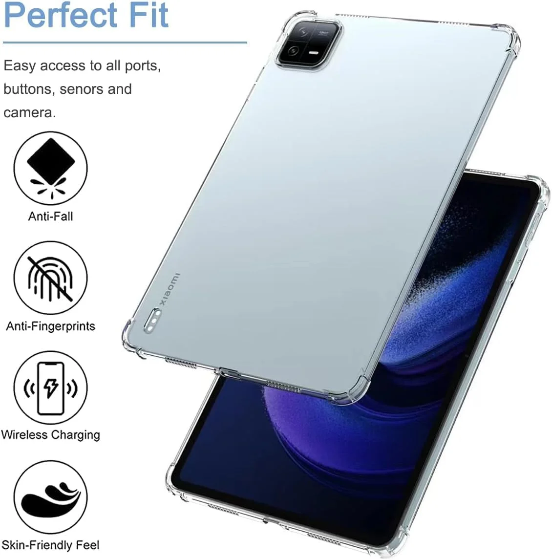 World biz Clear Case for Xiaomi Mi Pad 6/Mi Pad 6 Pro (11-Inch, 2023 Model) Tablet, Flexible Transparent Soft Bumper TPU Reinforced Corner, Shockproof Cover for Xiaomi Pad 6 11''