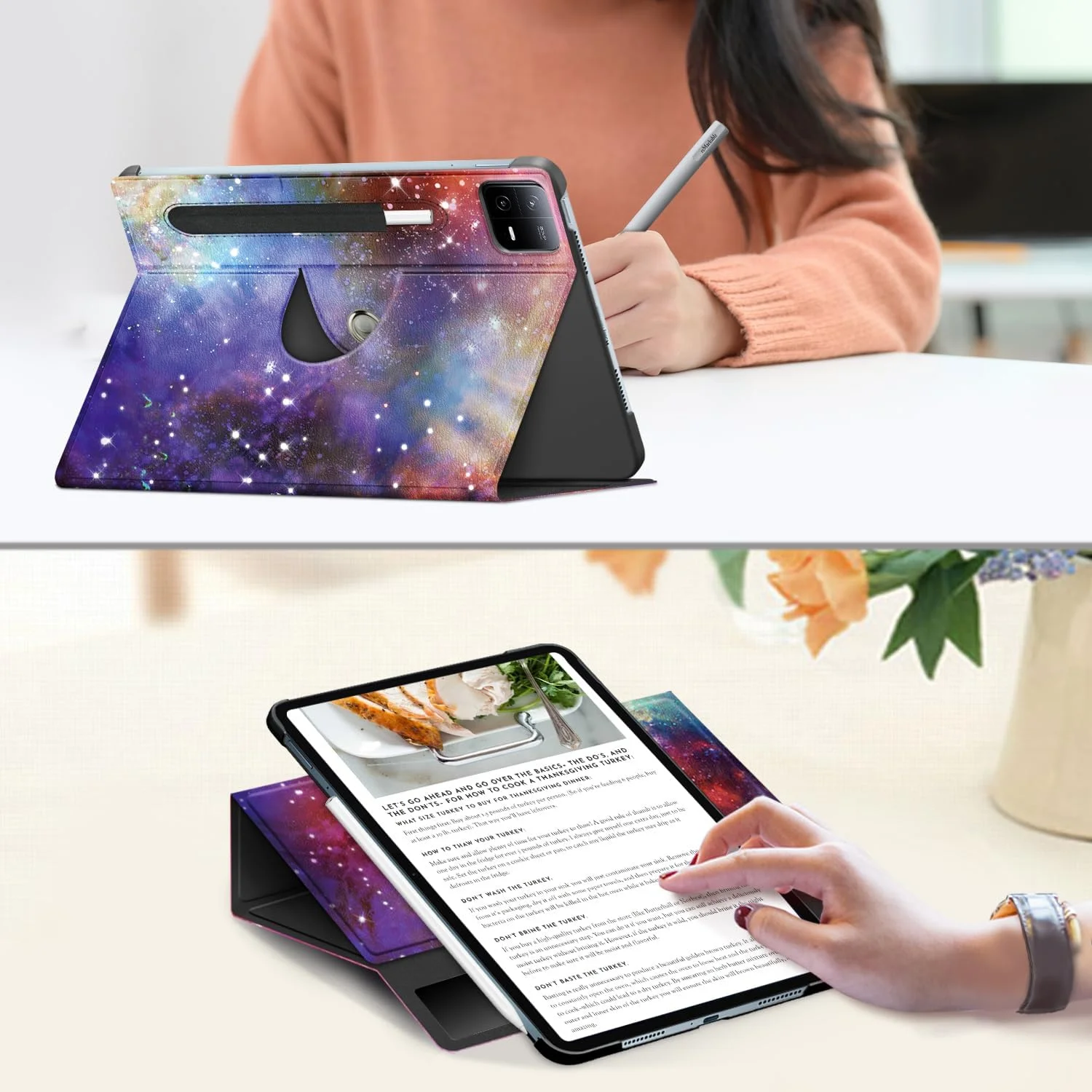 کاور محافظ تبلت DINGGUAGUA سازگار با تبلت شیائومی Pad6/6pro سایز 11 اینچ (عرضه شده در سال 2023)، کاور چند زاویه ای با قابلیت چرخش 360 درجه، طرح کهکشانی کاور محافظ تبلت DINGGUAGUA سازگار با تبلت شیائومی Pad6/6pro سایز 11 اینچ (عرضه شده در سال 2023)، کاور چند زاویه ای با قابلیت چرخش 360 درجه، طرح کهکشانی