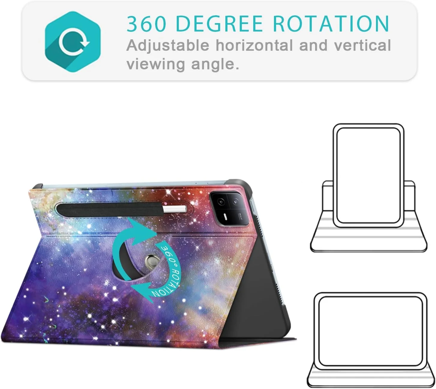 کاور محافظ تبلت DINGGUAGUA سازگار با تبلت شیائومی Pad6/6pro سایز 11 اینچ (عرضه شده در سال 2023)، کاور چند زاویه ای با قابلیت چرخش 360 درجه، طرح کهکشانی کاور محافظ تبلت DINGGUAGUA سازگار با تبلت شیائومی Pad6/6pro سایز 11 اینچ (عرضه شده در سال 2023)، کاور چند زاویه ای با قابلیت چرخش 360 درجه، طرح کهکشانی