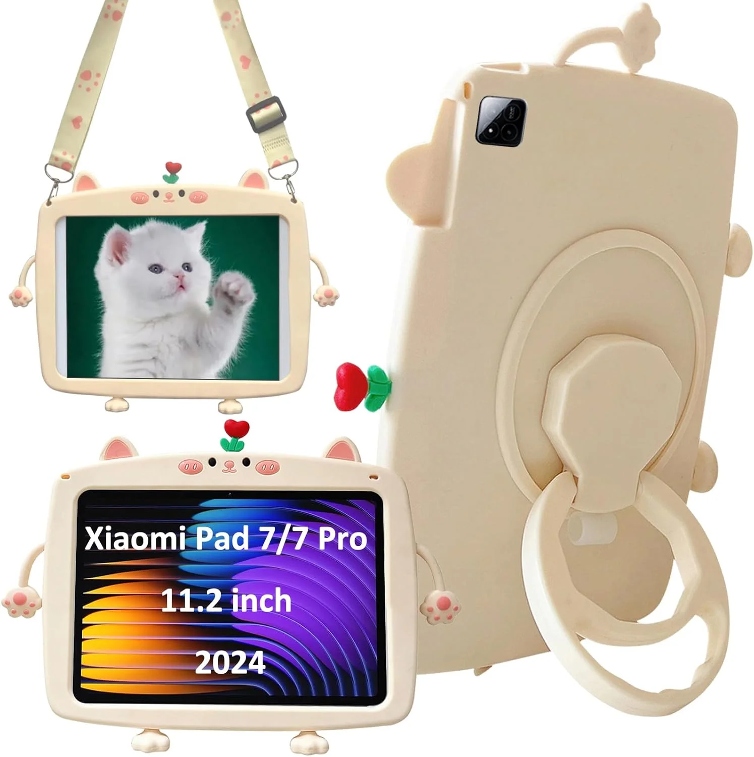 کیف محافظ A-BEAUTY سازگار با شیائومی پد 7 / شیائومی پد 7 پرو (11.2 اینچ، 2024) طرح گربه زیبا، مناسب کودکان، با استند چرخشی 360 درجه، جای قلم و بند شانه کیف محافظ A-BEAUTY سازگار با شیائومی پد 7 / شیائومی پد 7 پرو (11.2 اینچ، 2024) طرح گربه زیبا، مناسب کودکان، با استند چرخشی 360 درجه، جای قلم و بند شانه