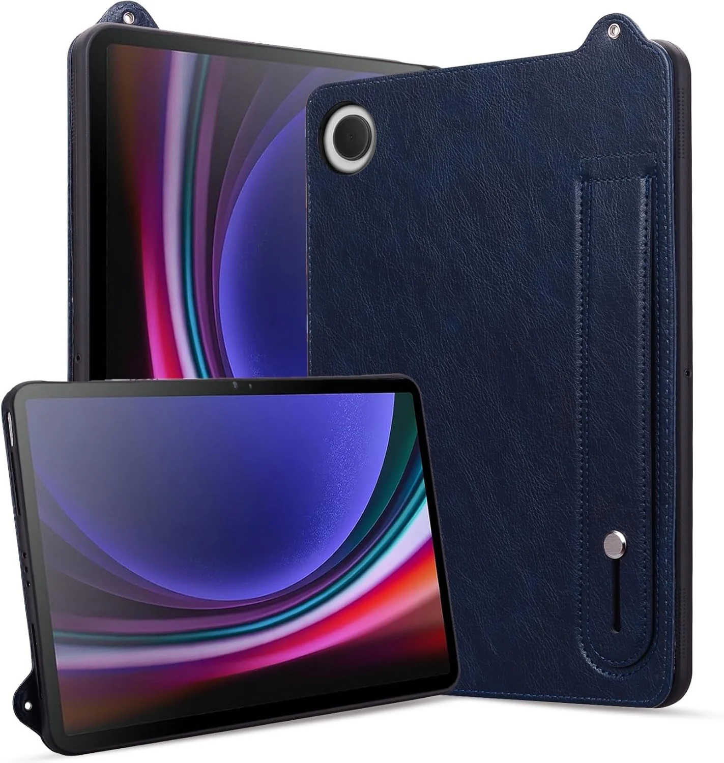 محافظ تبلت سازگار با شیائومی می پد 4 8 اینچ، ضد ضربه، دارای استند و بند دستی، کیف تبلت چرمی TPU، لوازم جانبی تبلت (آبی)