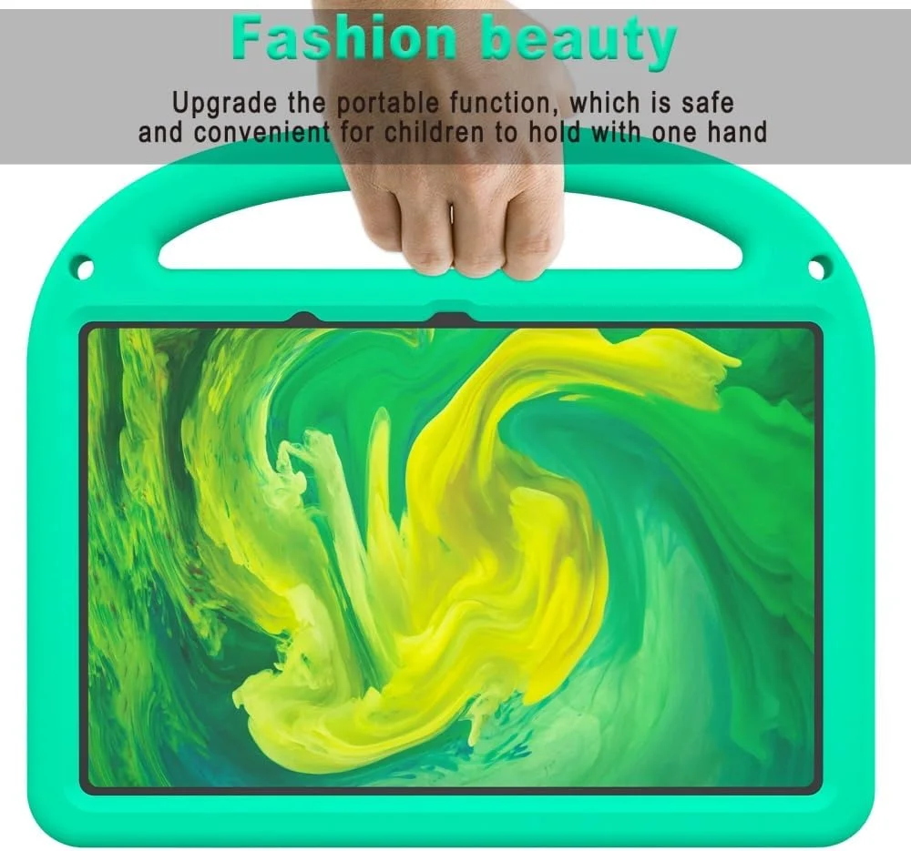 کیف کودکانه Gruattreay برای تبلت شیائومی Redmi Pad 2 11 اینچی 2025 [مناسب کودکان] طرح کارتونی زیبا، سبک وزن، EVA ضد ضربه با دسته قابل حمل/پایه/بند شانه (سبز)