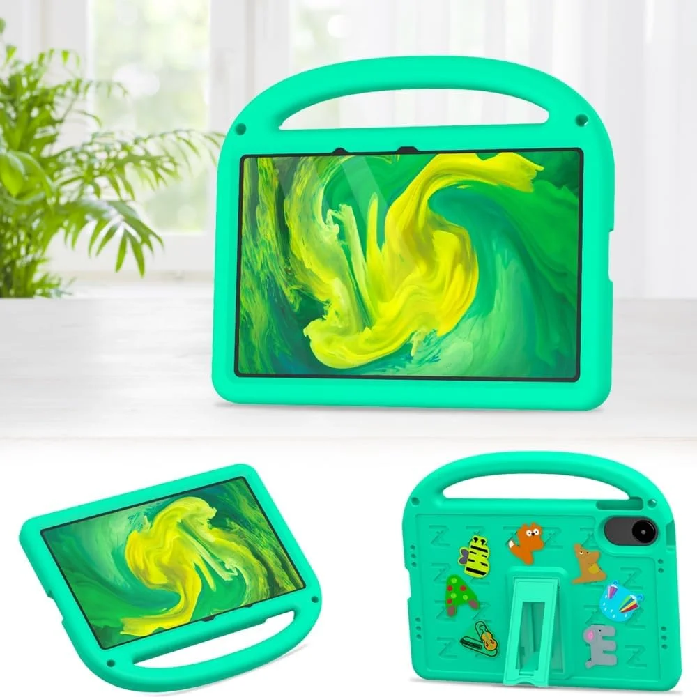 کیف کودکانه Gruattreay برای تبلت شیائومی Redmi Pad 2 11 اینچی 2025 [مناسب کودکان] طرح کارتونی زیبا، سبک وزن، EVA ضد ضربه با دسته قابل حمل/پایه/بند شانه (سبز)