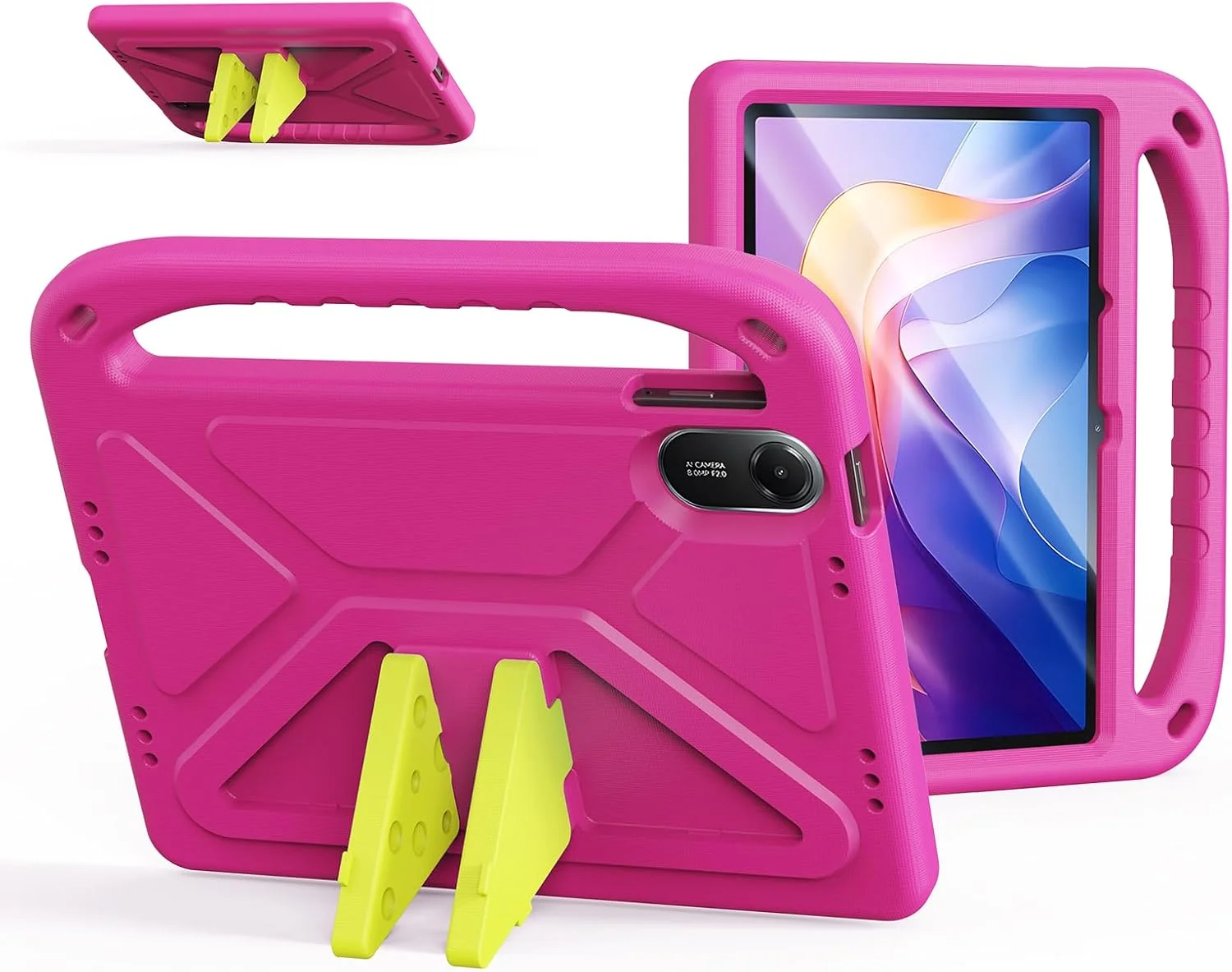 کیف تبلت کودکانه Gruattreay سازگار با تبلت شیائومی Redmi Pad 2 11 اینچی 2025، [مناسب کودکان] بادوام، سبک وزن، دسته قابل حمل، ضد ضربه، پوشش محافظ با پایه (صورتی)