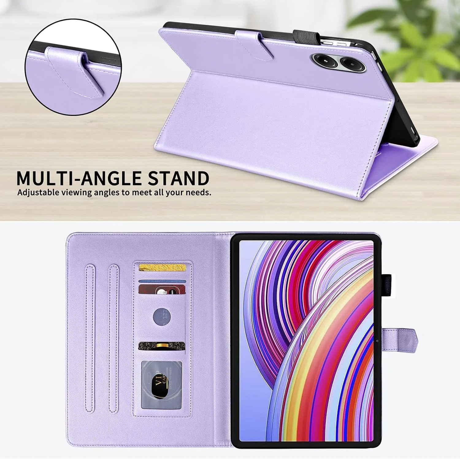 کیف چرمی تبلت Gruattreay سازگار با شیائومی Redmi Pad Pro 12.1 اینچ 2024، کیف استند PU و TPU با جای کارت، کیف ضد ضربه، کیف باریک تبلت (بنفش) کیف چرمی تبلت Gruattreay سازگار با شیائومی Redmi Pad Pro 12.1 اینچ 2024، کیف استند PU و TPU با جای کارت، کیف ضد ضربه، کیف باریک تبلت (بنفش)