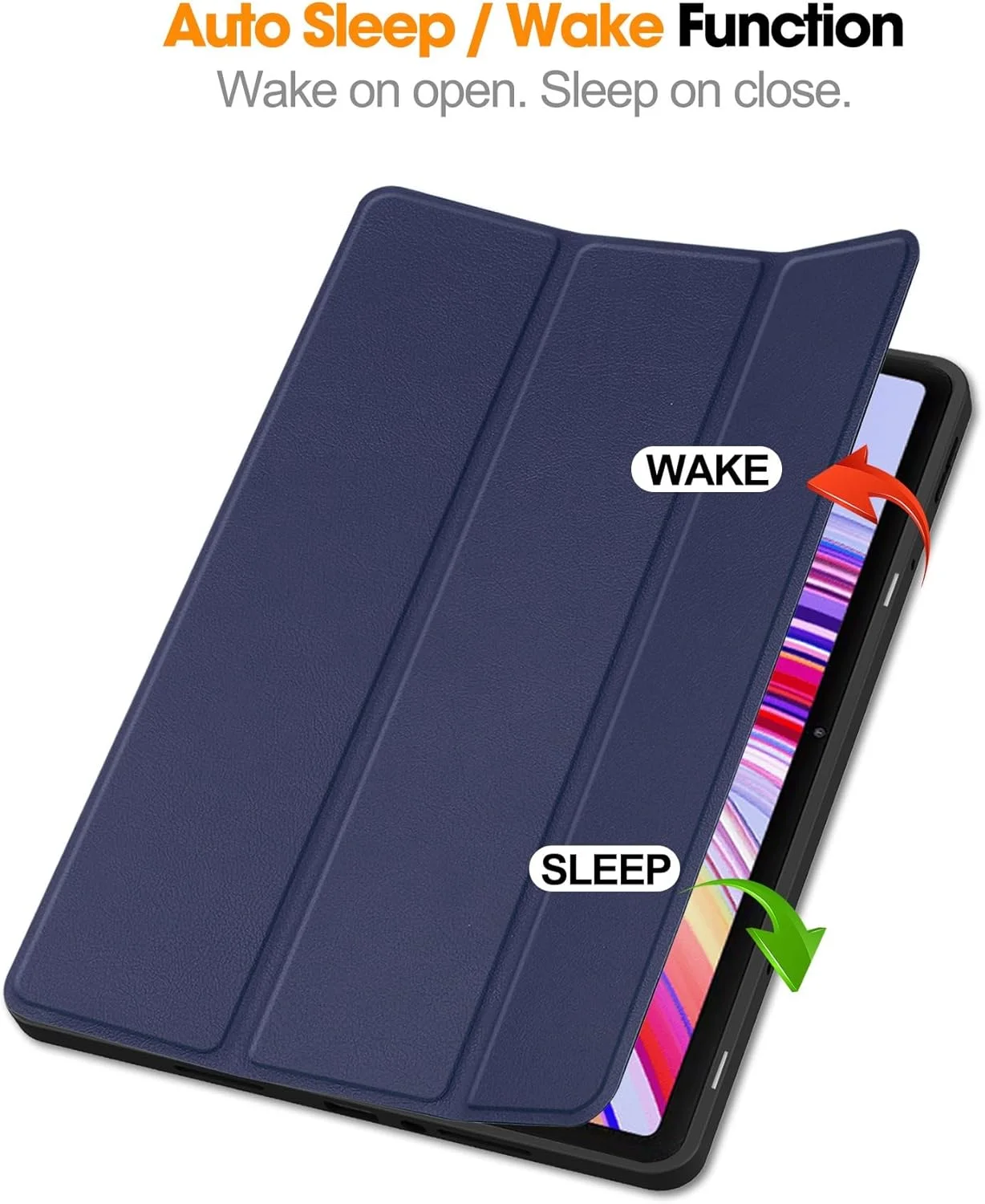 کاور تبلت شیائومی ردمی پد پرو 12.1 اینچ 2024، کاور سه تایی چرمی PU با قابلیت استند برای شیائومی ردمی پد پرو 12.1 اینچ، کاور تاشو و فوق العاده نازک چرمی PU با قابلیت خواب/بیدار شدن خودکار (آبی)