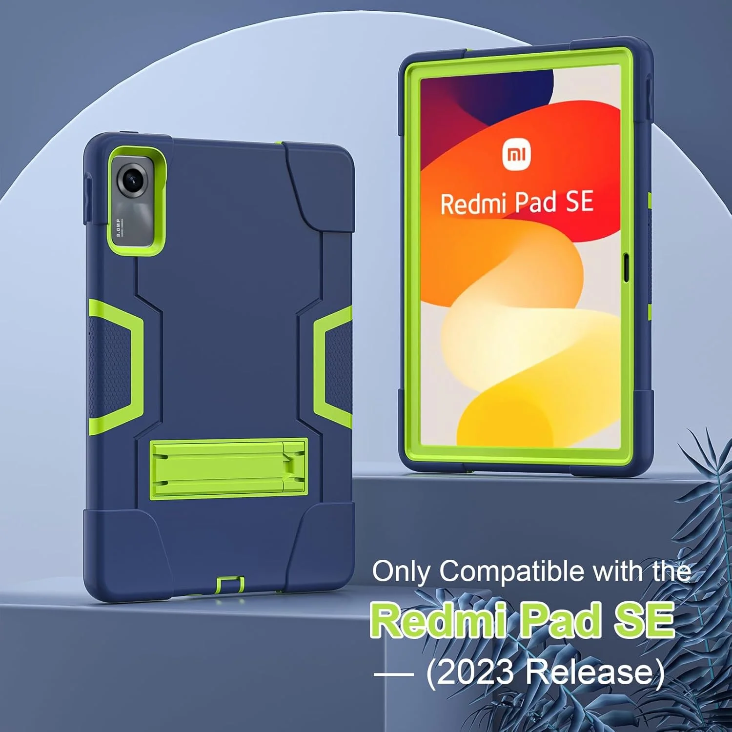 قاب محافظ سه لایه مقاوم در برابر ضربه EabHulie با پایه استند برای تبلت شیائومی Redmi Pad SE 11 اینچ 2023 - آبی سبز