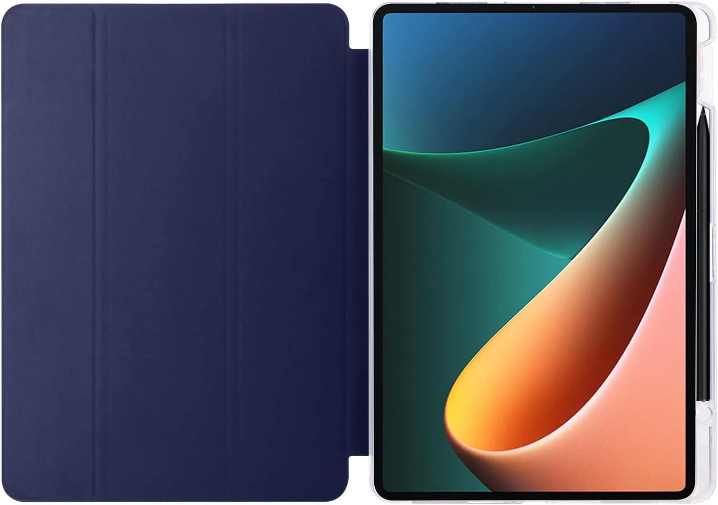 Travel on Tablet Compatible with Xiaomi Pad 5 Pro 12.4 Inch 2022 Protective Case Slim Lightweight Smart Cover Shockproof Case with Transparent Back Cover with Pencil Holder Protection