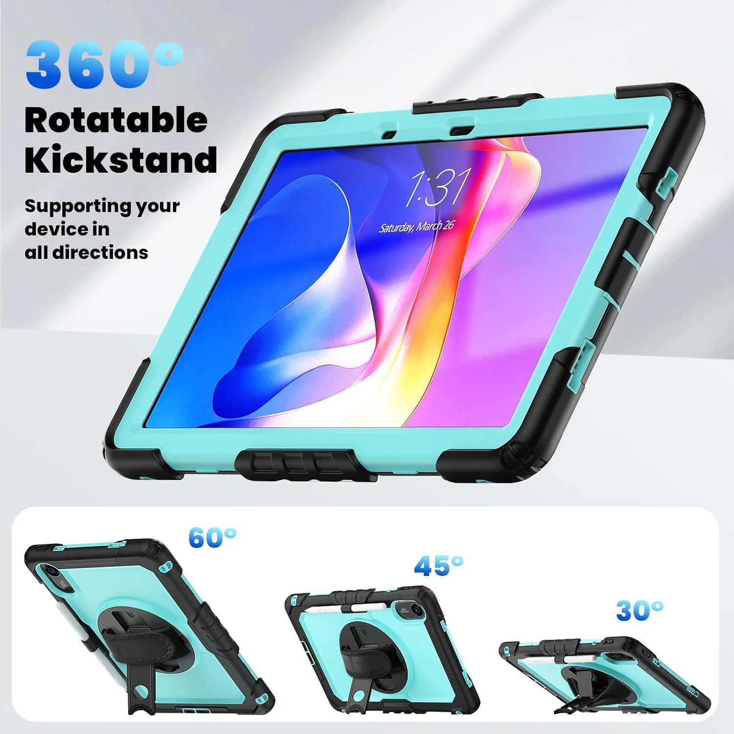 کاور ضد ضربه Gruattreay سازگار با تبلت شیائومی Redmi Pad 2 11 اینچ 2025، قاب تبلت مقاوم و ضد افتادن با پایه مخفی + بند دستی + بند شانه (نارنجی)