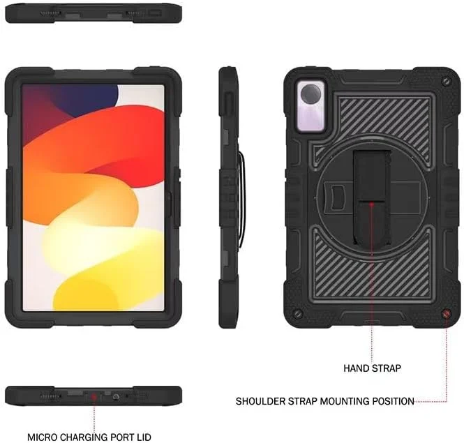 کاور تبلت مقاوم و بادوام سازگار با شیائومی Redmi Pad SE 11 اینچ عرضه شده در سال 2023، قاب محافظ ضد ضربه با بند دستی، بند شانه، پایه استند ثابت، قاب تبلت سیلیکونی کاور تبلت مقاوم و بادوام سازگار با شیائومی Redmi Pad SE 11 اینچ عرضه شده در سال 2023، قاب محافظ ضد ضربه با بند دستی، بند شانه، پایه استند ثابت، قاب تبلت سیلیکونی