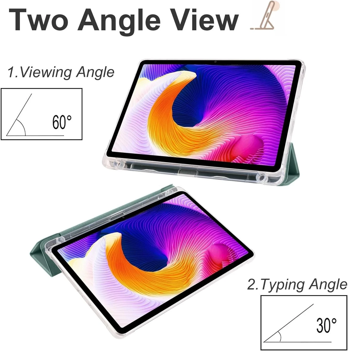 کاور شفاف تبلت سازگار با شیائومی پد 6S Pro 12.4 اینچ 2024، کاور باریک TPU با قابلیت بیدار شدن/خواب خودکار، کاور محافظ سبک وزن هوشمند با جای مدادی، ضد ضربه. سبز