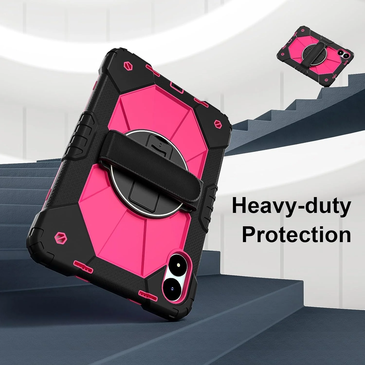 کاور محافظتی Gruattreay سازگار با تبلت Xiaomi Redmi Pad Pro 12.1 اینچ، کاور محافظ کامل ضد ضربه با قابلیت چرخش 360 درجه، دارای براکت چند منظوره و بند شانه (مشکی + قرمز رز) کاور محافظتی Gruattreay سازگار با تبلت Xiaomi Redmi Pad Pro 12.1 اینچ، کاور محافظ کامل ضد ضربه با قابلیت چرخش 360 درجه، دارای براکت چند منظوره و بند شانه (مشکی + قرمز رز)