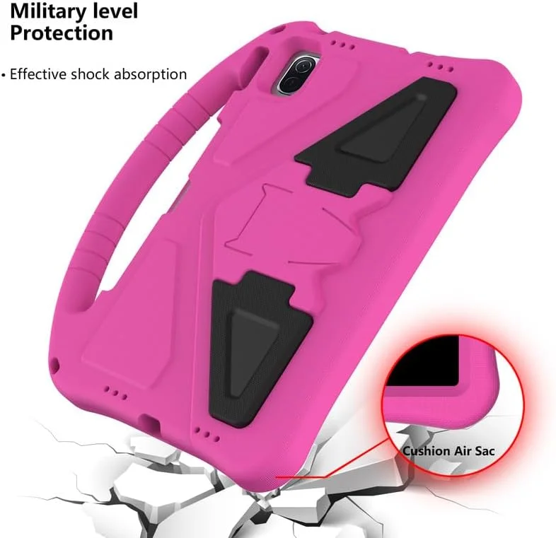 کیف محافظ کودکانه نیکاکیو مناسب برای شیائومی پد 5، کاور تبلت سازگار با شیائومی پد 5 پرو 11 اینچ 2021، دارای دسته و استند، مقاوم، سبک و ضد ضربه، رنگ رز