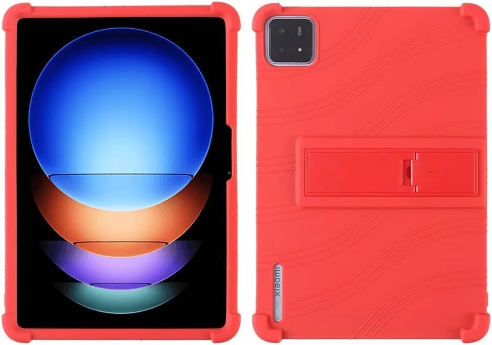 کاور کودکانه Gruattreay سازگار با شیائومی پد 6S Pro 12.4 اینچی، تولید 2024، کاور محافظ سیلیکونی نرم و قابل تنظیم مناسب کودکان برای Mi Pad 6S Pro (قرمز)