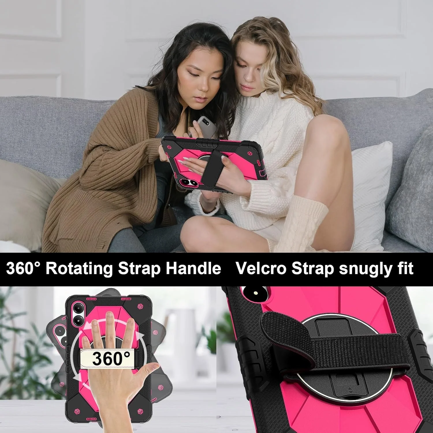 کاور محافظتی Gruattreay سازگار با تبلت Xiaomi Redmi Pad Pro 12.1 اینچ، کاور محافظ کامل ضد ضربه با قابلیت چرخش 360 درجه، دارای براکت چند منظوره و بند شانه (مشکی + قرمز رز) کاور محافظتی Gruattreay سازگار با تبلت Xiaomi Redmi Pad Pro 12.1 اینچ، کاور محافظ کامل ضد ضربه با قابلیت چرخش 360 درجه، دارای براکت چند منظوره و بند شانه (مشکی + قرمز رز)