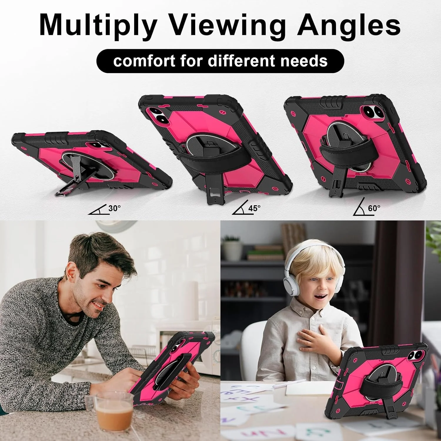 کاور محافظتی Gruattreay سازگار با تبلت Xiaomi Redmi Pad Pro 12.1 اینچ، کاور محافظ کامل ضد ضربه با قابلیت چرخش 360 درجه، دارای براکت چند منظوره و بند شانه (مشکی + قرمز رز) کاور محافظتی Gruattreay سازگار با تبلت Xiaomi Redmi Pad Pro 12.1 اینچ، کاور محافظ کامل ضد ضربه با قابلیت چرخش 360 درجه، دارای براکت چند منظوره و بند شانه (مشکی + قرمز رز)