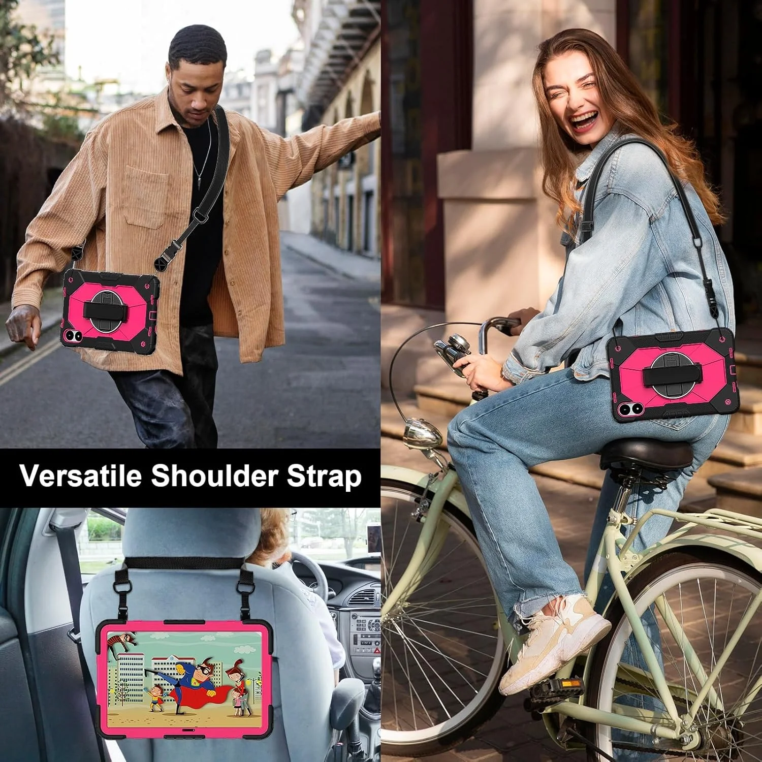 کاور محافظتی Gruattreay سازگار با تبلت Xiaomi Redmi Pad Pro 12.1 اینچ، کاور محافظ کامل ضد ضربه با قابلیت چرخش 360 درجه، دارای براکت چند منظوره و بند شانه (مشکی + قرمز رز) کاور محافظتی Gruattreay سازگار با تبلت Xiaomi Redmi Pad Pro 12.1 اینچ، کاور محافظ کامل ضد ضربه با قابلیت چرخش 360 درجه، دارای براکت چند منظوره و بند شانه (مشکی + قرمز رز)