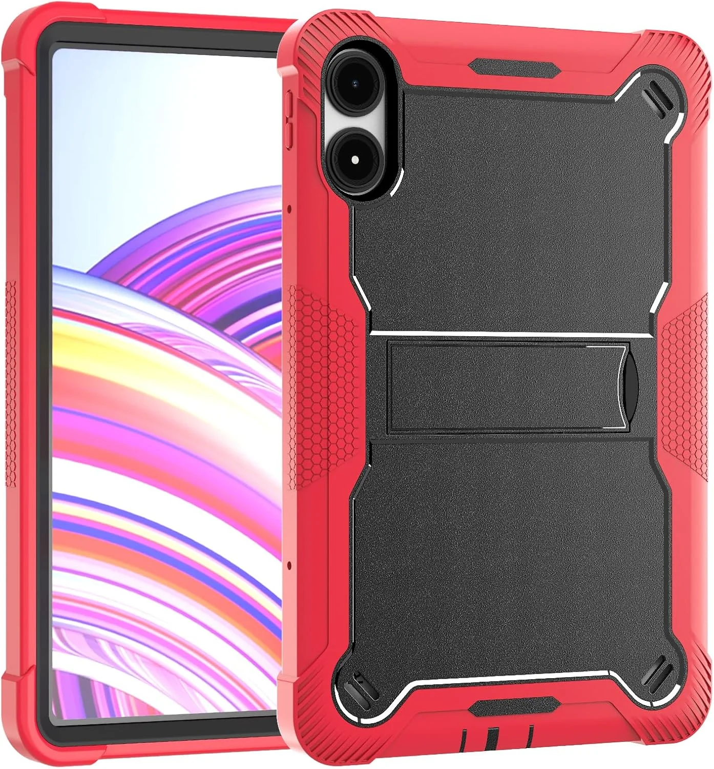 کیف تبلت QUYISHAN سازگار با شیائومی Redmi Pad Pro 12.1 اینچ/POCO Pad 12.1 اینچ، کاور محافظ سنگین هیبریدی، قاب محافظ پایه مقاوم در برابر ضربه (مشکی+قرمز) کیف تبلت QUYISHAN سازگار با شیائومی Redmi Pad Pro 12.1 اینچ/POCO Pad 12.1 اینچ، کاور محافظ سنگین هیبریدی، قاب محافظ پایه مقاوم در برابر ضربه (مشکی+قرمز)
