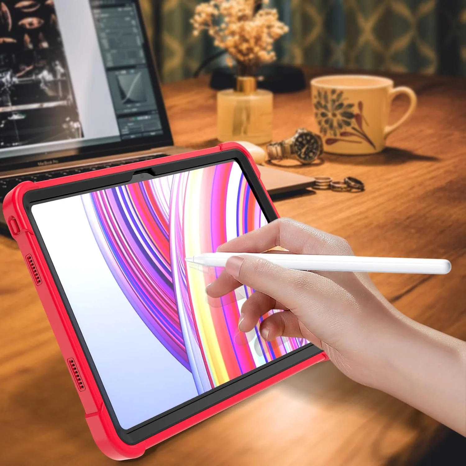 کیف تبلت QUYISHAN سازگار با شیائومی Redmi Pad Pro 12.1 اینچ/POCO Pad 12.1 اینچ، کاور محافظ سنگین هیبریدی، قاب محافظ پایه مقاوم در برابر ضربه (مشکی+قرمز) کیف تبلت QUYISHAN سازگار با شیائومی Redmi Pad Pro 12.1 اینچ/POCO Pad 12.1 اینچ، کاور محافظ سنگین هیبریدی، قاب محافظ پایه مقاوم در برابر ضربه (مشکی+قرمز)