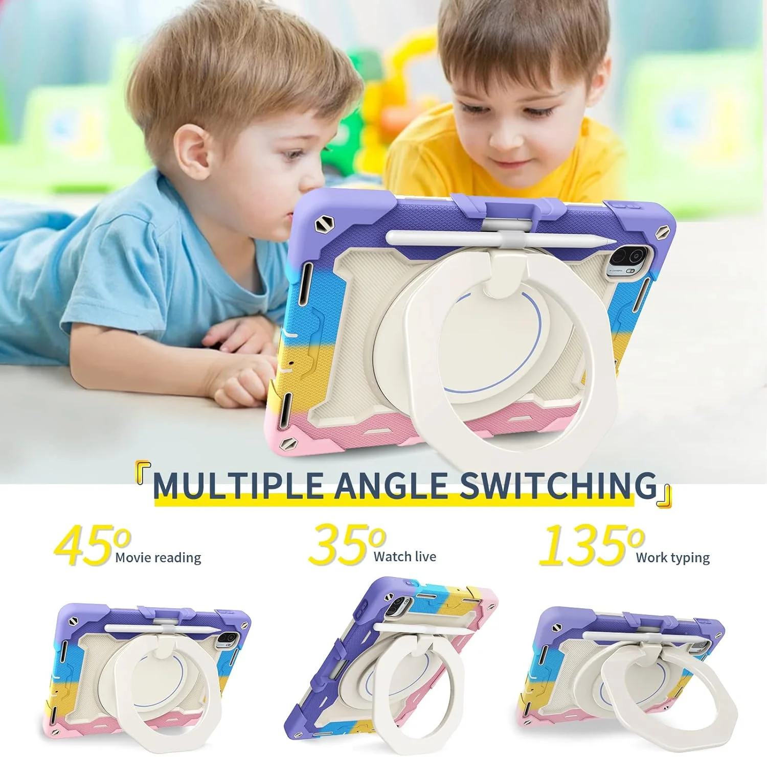 nincyee Tablet Silicone Case for Xiaomi Pad 5 Pro 11",Shockproof Case with Pencil Holder,Shoulder Strap,Rotating Large Ring Hanging Kickstand for Kids nincyee Tablet Silicone Case for Xiaomi Pad 5 Pro 11",Shockproof Case with Pencil Holder,Shoulder Strap,Rotating Large Ring Hanging Kickstand for Kids