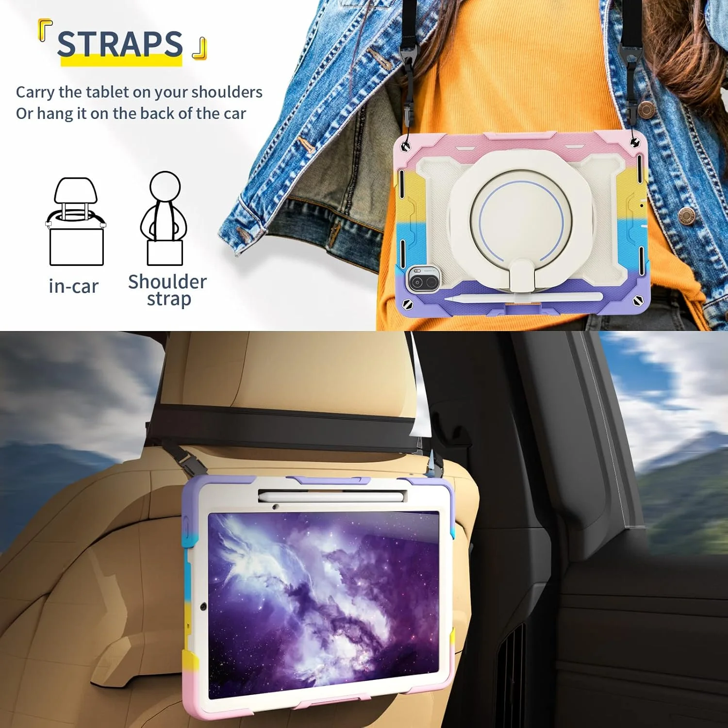 nincyee Tablet Silicone Case for Xiaomi Pad 5 Pro 11",Shockproof Case with Pencil Holder,Shoulder Strap,Rotating Large Ring Hanging Kickstand for Kids nincyee Tablet Silicone Case for Xiaomi Pad 5 Pro 11",Shockproof Case with Pencil Holder,Shoulder Strap,Rotating Large Ring Hanging Kickstand for Kids