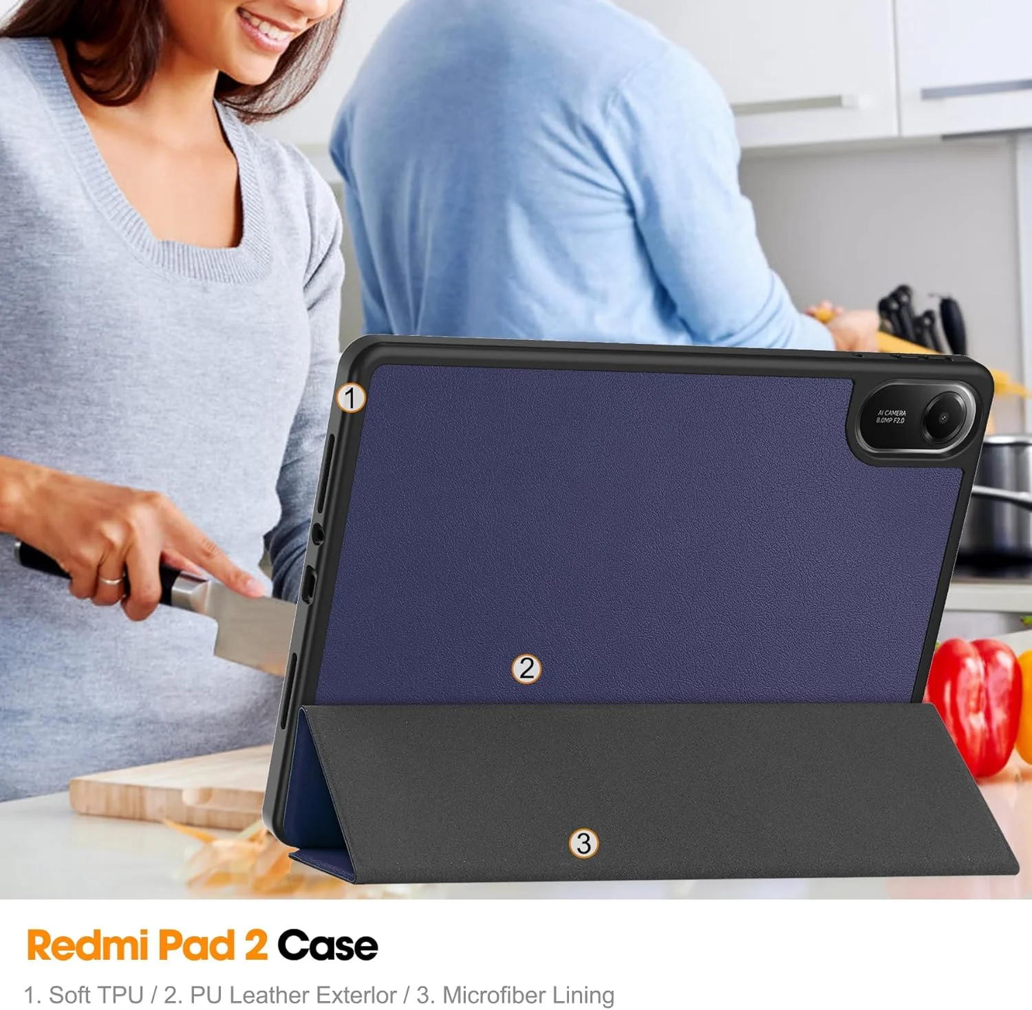 کاور تبلت Gruattreay برای شیائومی Redmi Pad 2 11 اینچی (2025) با جای مداد داخلی، لبه TPU نرم، سبک وزن، سه تایی تاشو چرمی PU با قابلیت بیدار/خواب خودکار (آبی) کاور تبلت Gruattreay برای شیائومی Redmi Pad 2 11 اینچی (2025) با جای مداد داخلی، لبه TPU نرم، سبک وزن، سه تایی تاشو چرمی PU با قابلیت بیدار/خواب خودکار (آبی)