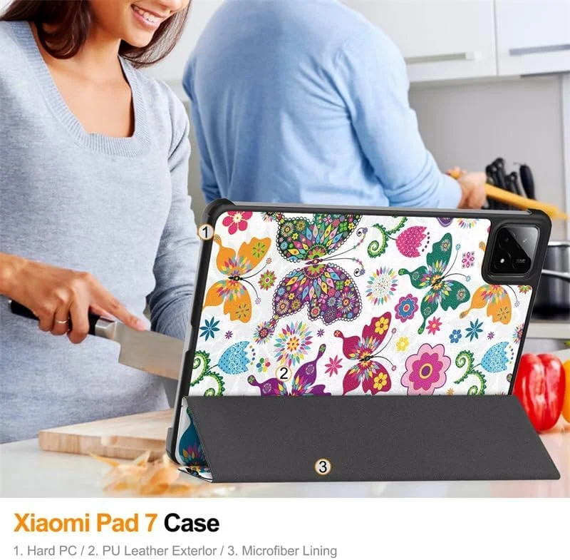 کاور تبلت Gruattreay مناسب برای شیائومی پد 7 (2024)، کاور چند منظوره تاشو با طراحی زیبا، ضد ضربه، دارای عملکرد خواب/بیدار خودکار و استند، پوشش محافظ ضد اصطکاک و مناسب کودکان (استایل 4)