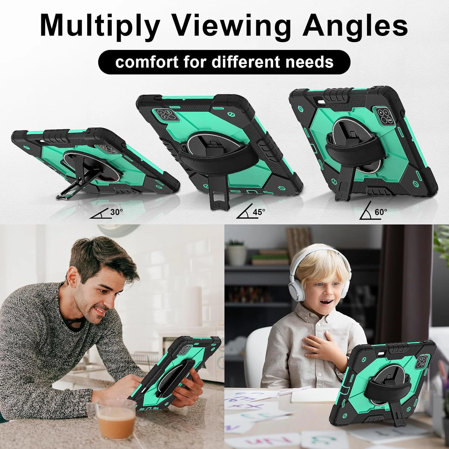 کیف تبلت رباتی nincyee برای شیائومی پوکو پد 12.1 اینچ 2024، کاور سیلیکونی رنگین کمانی ضد ضربه 3 در 1 با جای مداد، بند شانه، بند دستی، پایه تاشو برای کودکان کیف تبلت رباتی nincyee برای شیائومی پوکو پد 12.1 اینچ 2024، کاور سیلیکونی رنگین کمانی ضد ضربه 3 در 1 با جای مداد، بند شانه، بند دستی، پایه تاشو برای کودکان