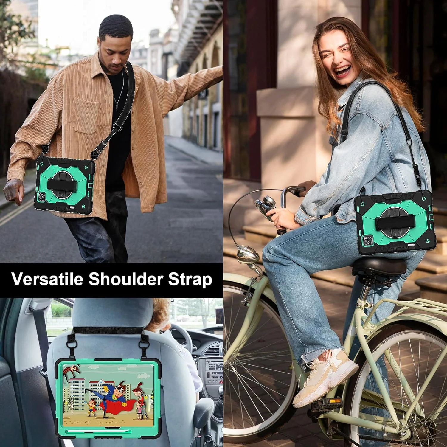 کیف تبلت رباتی nincyee برای شیائومی پوکو پد 12.1 اینچ 2024، کاور سیلیکونی رنگین کمانی ضد ضربه 3 در 1 با جای مداد، بند شانه، بند دستی، پایه تاشو برای کودکان کیف تبلت رباتی nincyee برای شیائومی پوکو پد 12.1 اینچ 2024، کاور سیلیکونی رنگین کمانی ضد ضربه 3 در 1 با جای مداد، بند شانه، بند دستی، پایه تاشو برای کودکان