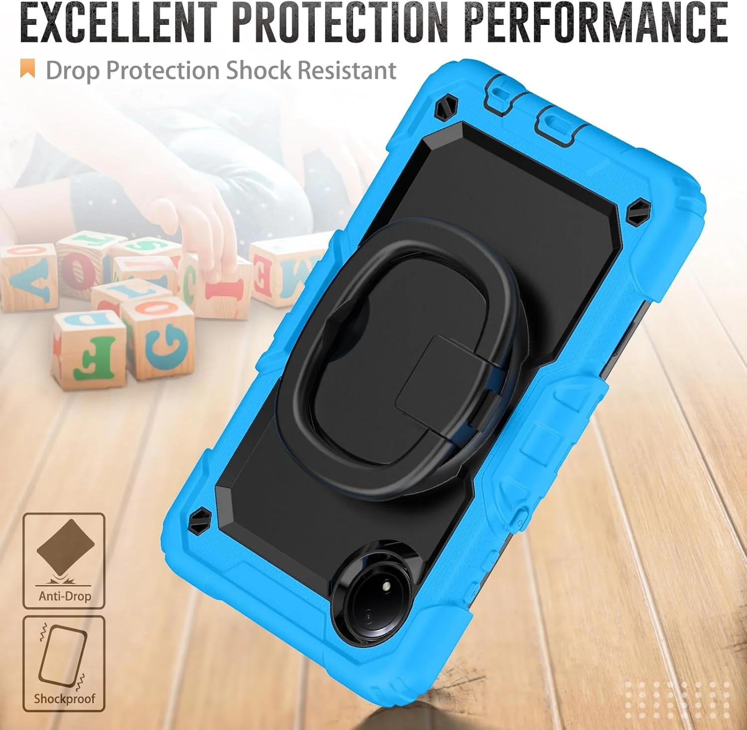 کیف محافظ تبلت مقاوم Nincyee برای Xiaomi Redmi Pad SE 8.7" 4G، کاور سیلیکونی ضد ضربه 3 در 1 با جای مداد، بند شانه، پایه تاشو نامرئی