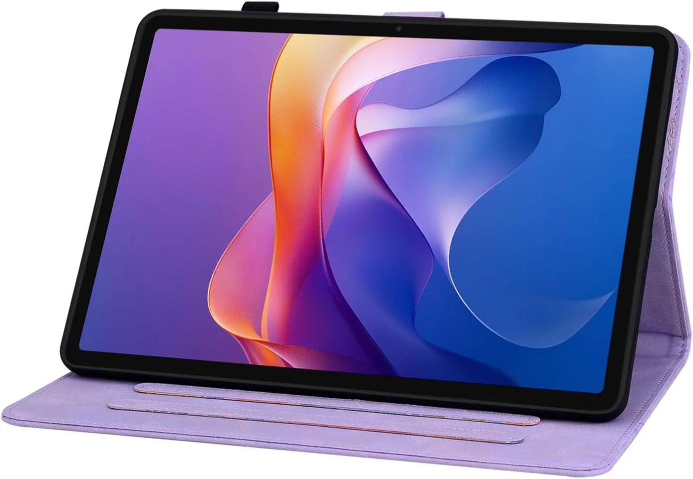 کاور تبلت Rosbtib مناسب برای شیائومی Redmi Pad 2 مدل 2025 با شماره مدل 25040RP0AG سایز 11 اینچ، کاور محافظ تاشو باریک با جای کارت و بست مغناطیسی، طرح گل های بنفش