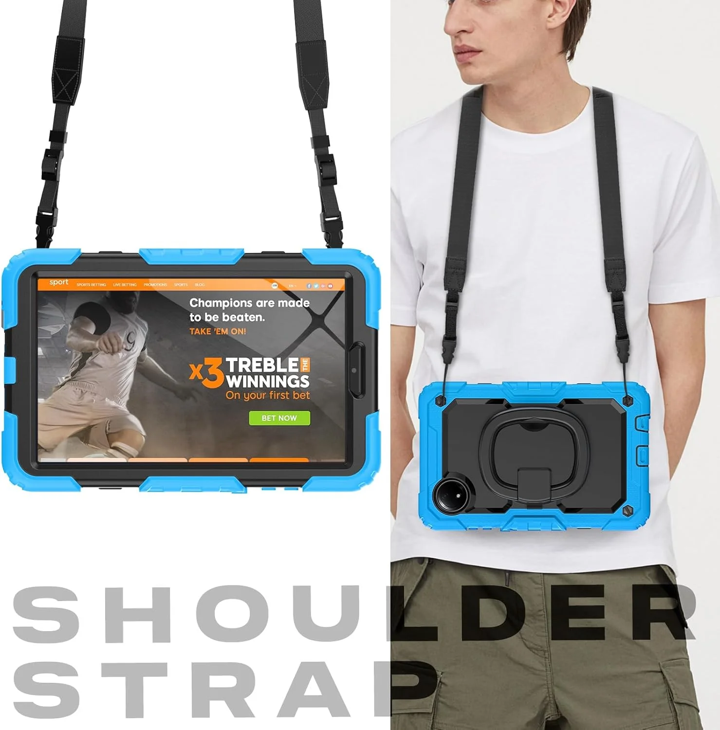 کیف محافظ تبلت مقاوم Nincyee برای Xiaomi Redmi Pad SE 8.7" 4G، کاور سیلیکونی ضد ضربه 3 در 1 با جای مداد، بند شانه، پایه تاشو نامرئی