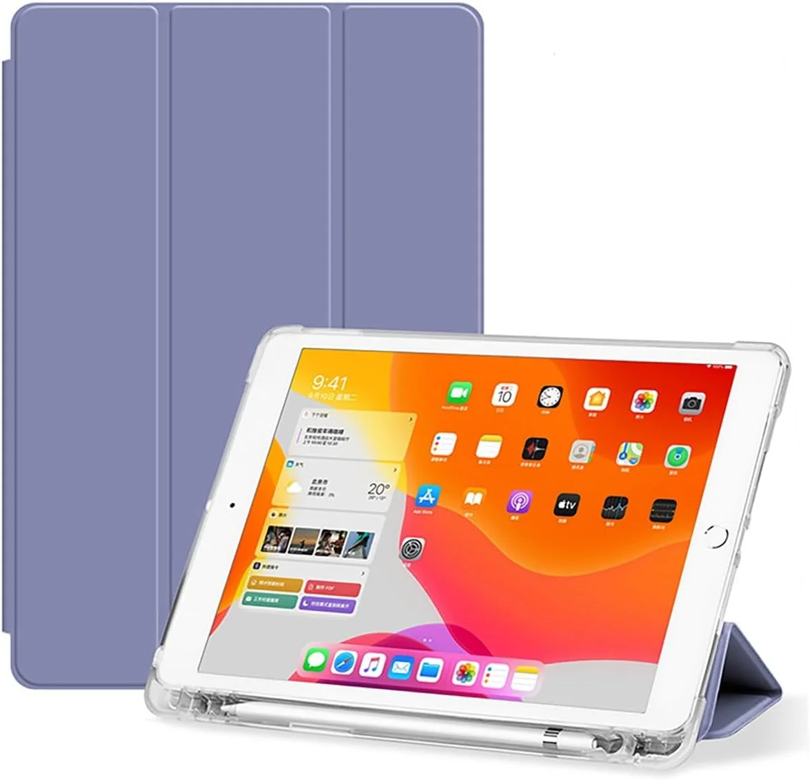 کاور محافظ تبلت سازگار با تبلت شیائومی Mi Pad 6/6 Pro 2023، کاور باریک TPU با قابلیت بیدار شدن/خواب خودکار، کاور هوشمند با جای مدادی، کاور ضد ضربه با قاب پشتی شفاف (رنگ: بنفش)