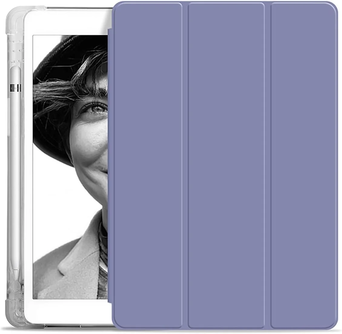 کاور محافظ تبلت سازگار با تبلت شیائومی Mi Pad 6/6 Pro 2023، کاور باریک TPU با قابلیت بیدار شدن/خواب خودکار، کاور هوشمند با جای مدادی، کاور ضد ضربه با قاب پشتی شفاف (رنگ: بنفش)